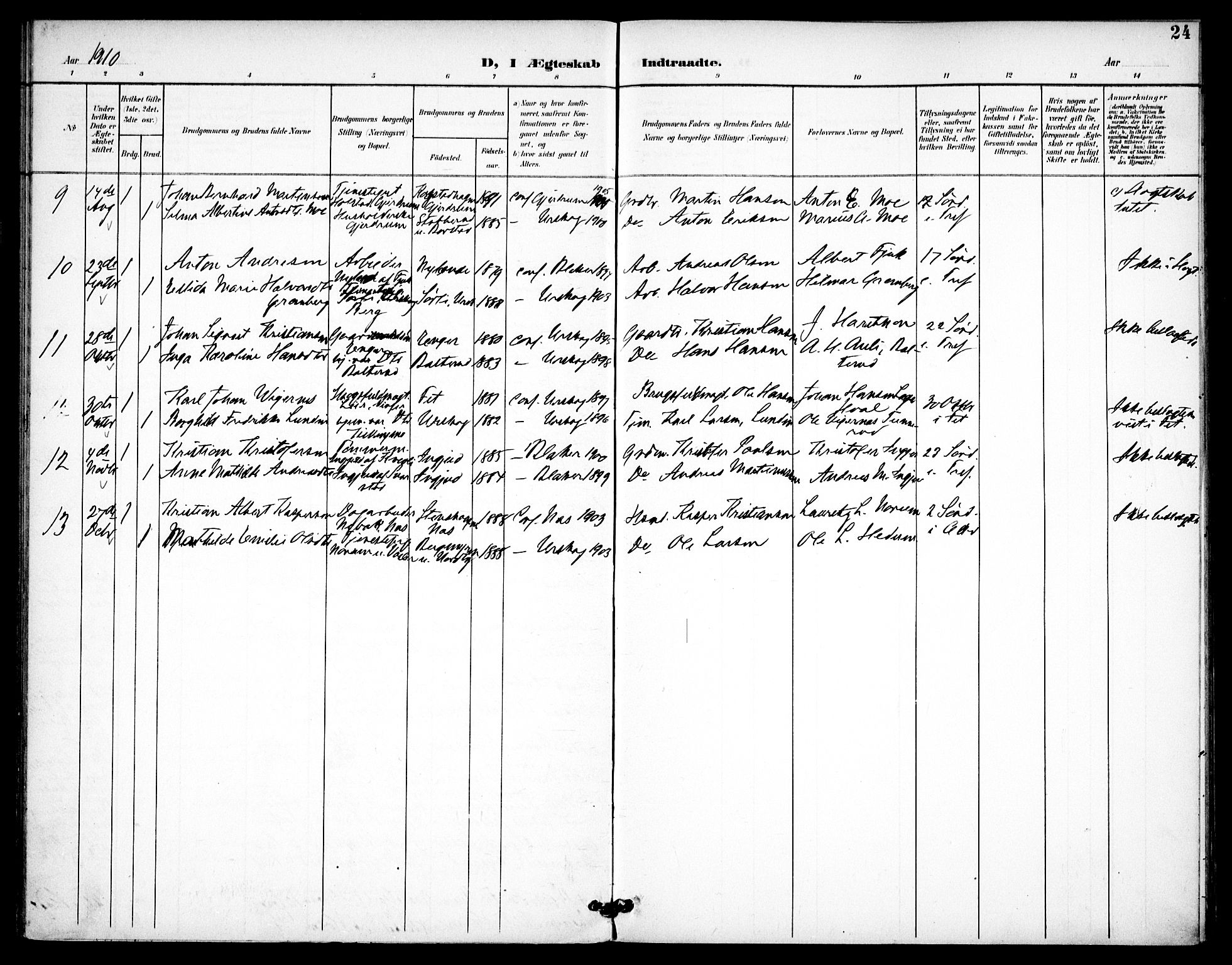 Aurskog prestekontor Kirkebøker, SAO/A-10304a/F/Fa/L0013: Parish register (official) no. I 13, 1900-1910, p. 24