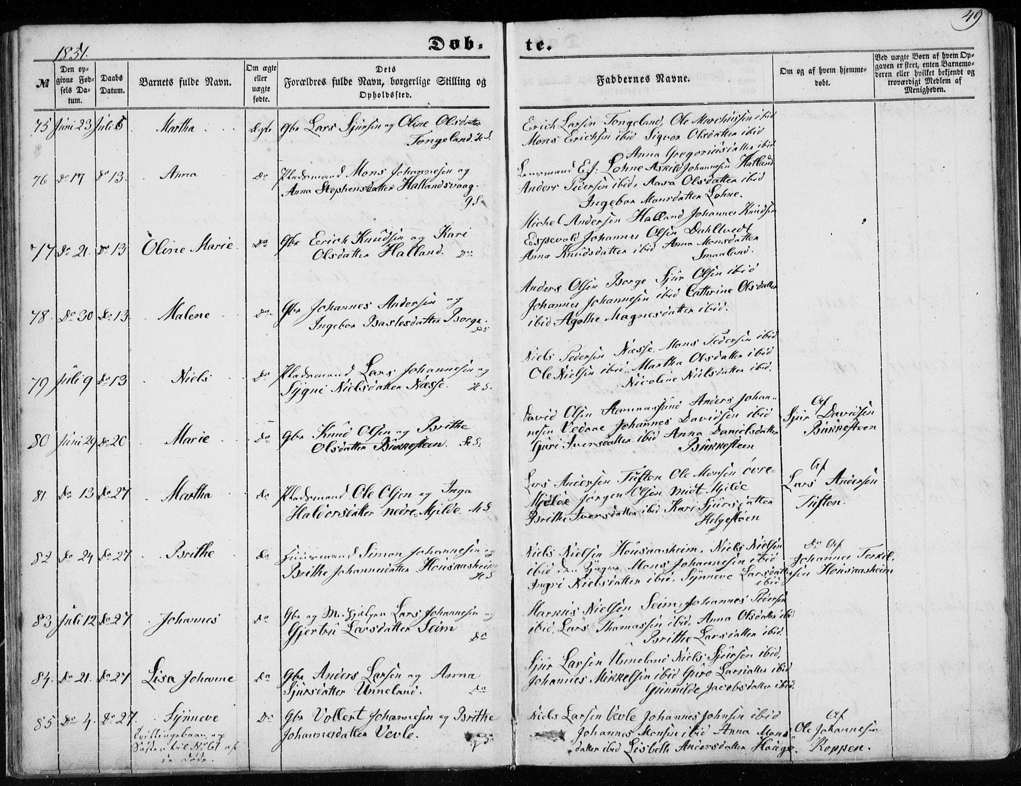 Haus sokneprestembete, AV/SAB-A-75601/H/Haa: Parish register (official) no. A 16 I, 1848-1857, p. 49