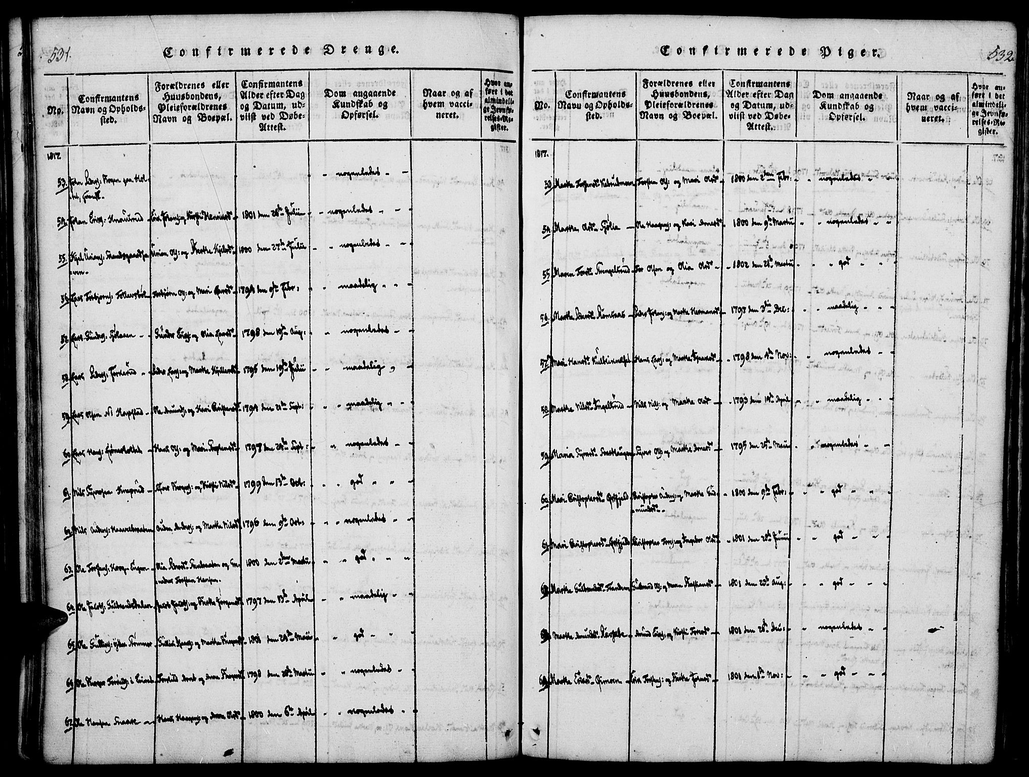 Vinger prestekontor, AV/SAH-PREST-024/H/Ha/Haa/L0006: Parish register (official) no. 6, 1814-1825, p. 531-532