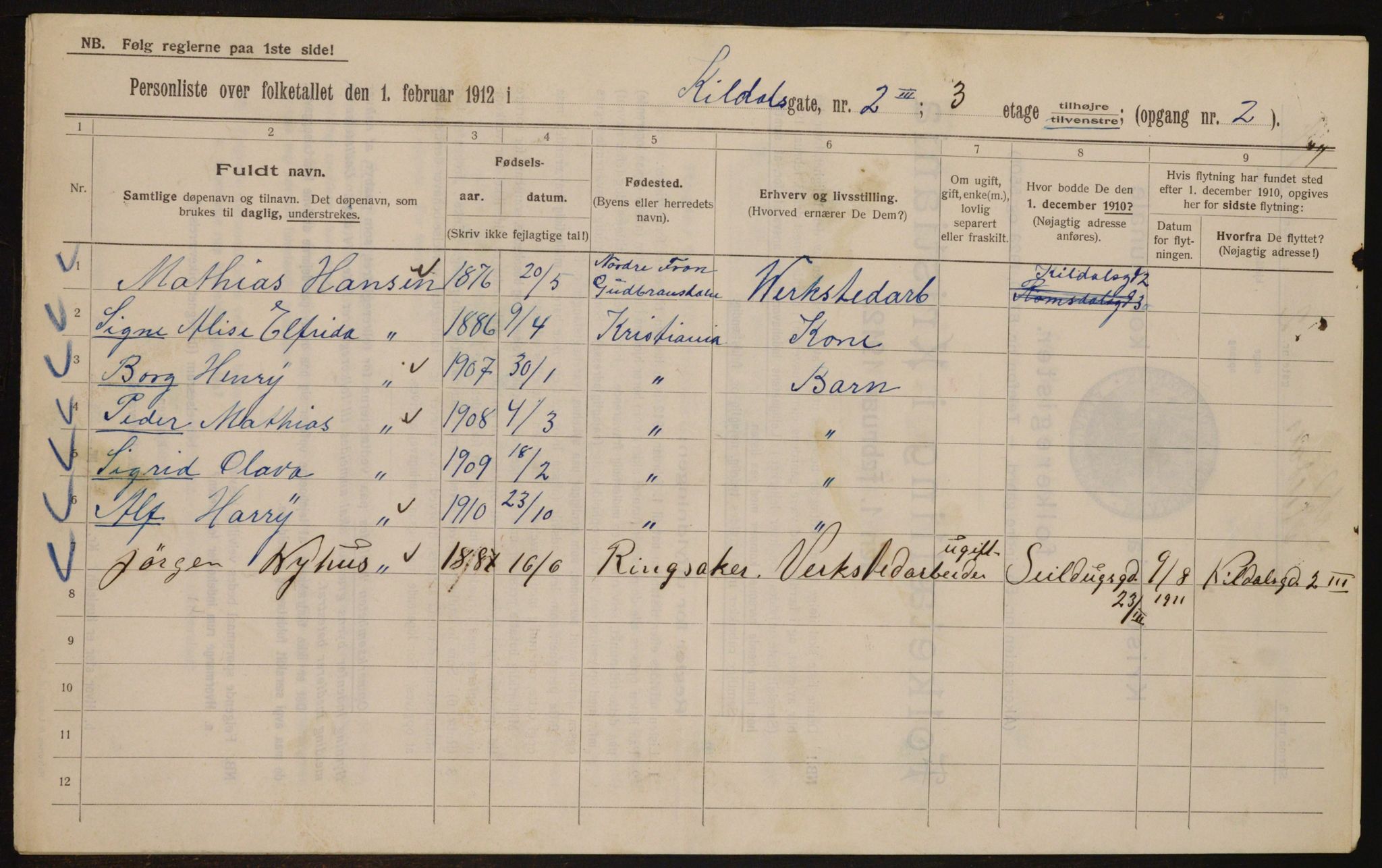 OBA, Municipal Census 1912 for Kristiania, 1912, p. 49763