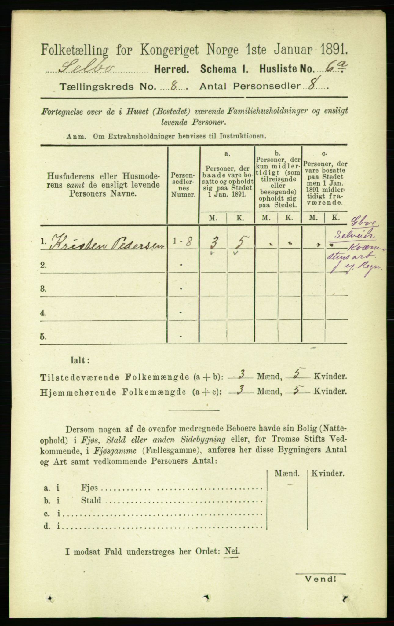 RA, 1891 census for 1664 Selbu, 1891, p. 2849