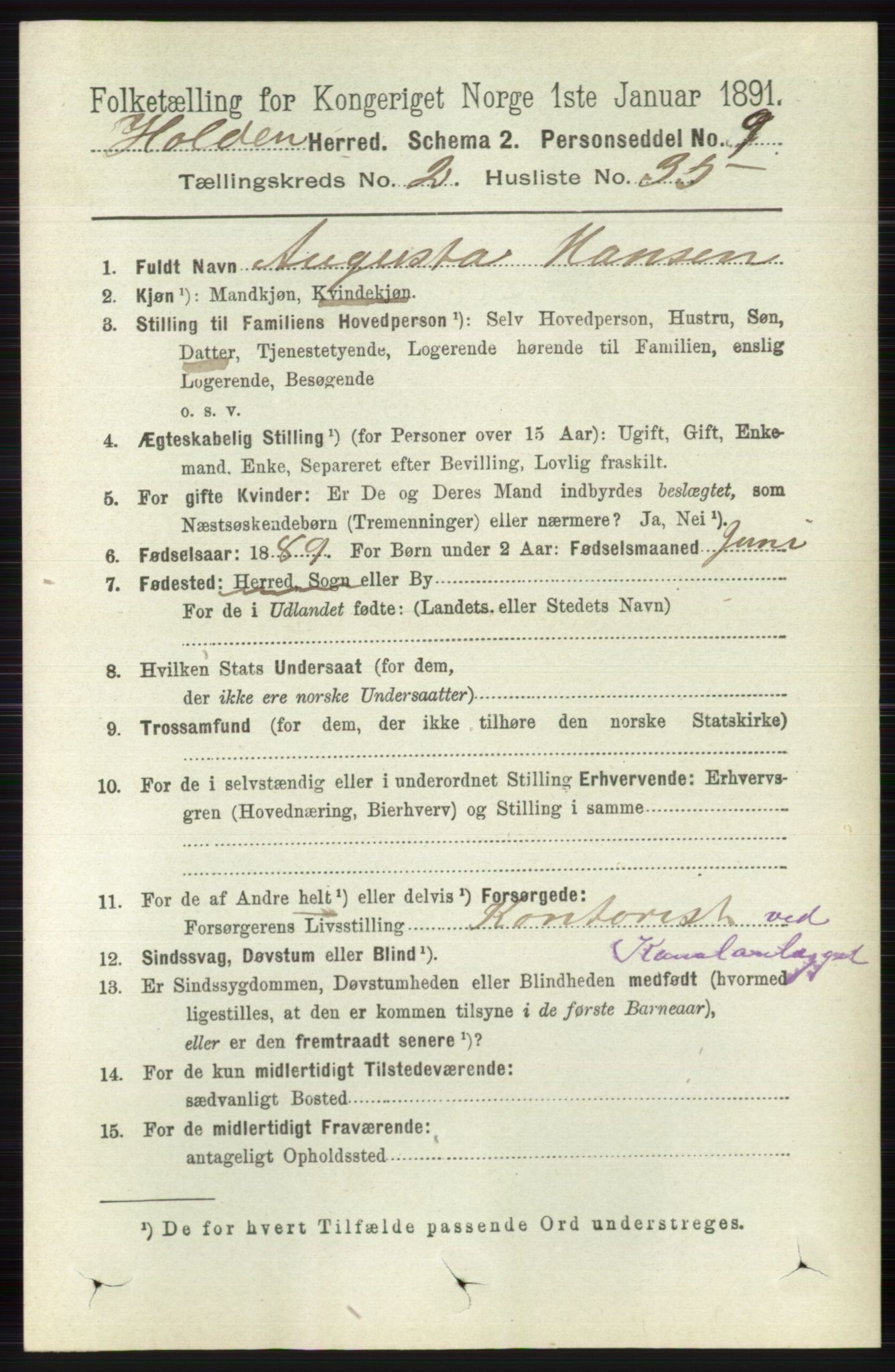 RA, 1891 census for 0819 Holla, 1891, p. 1003