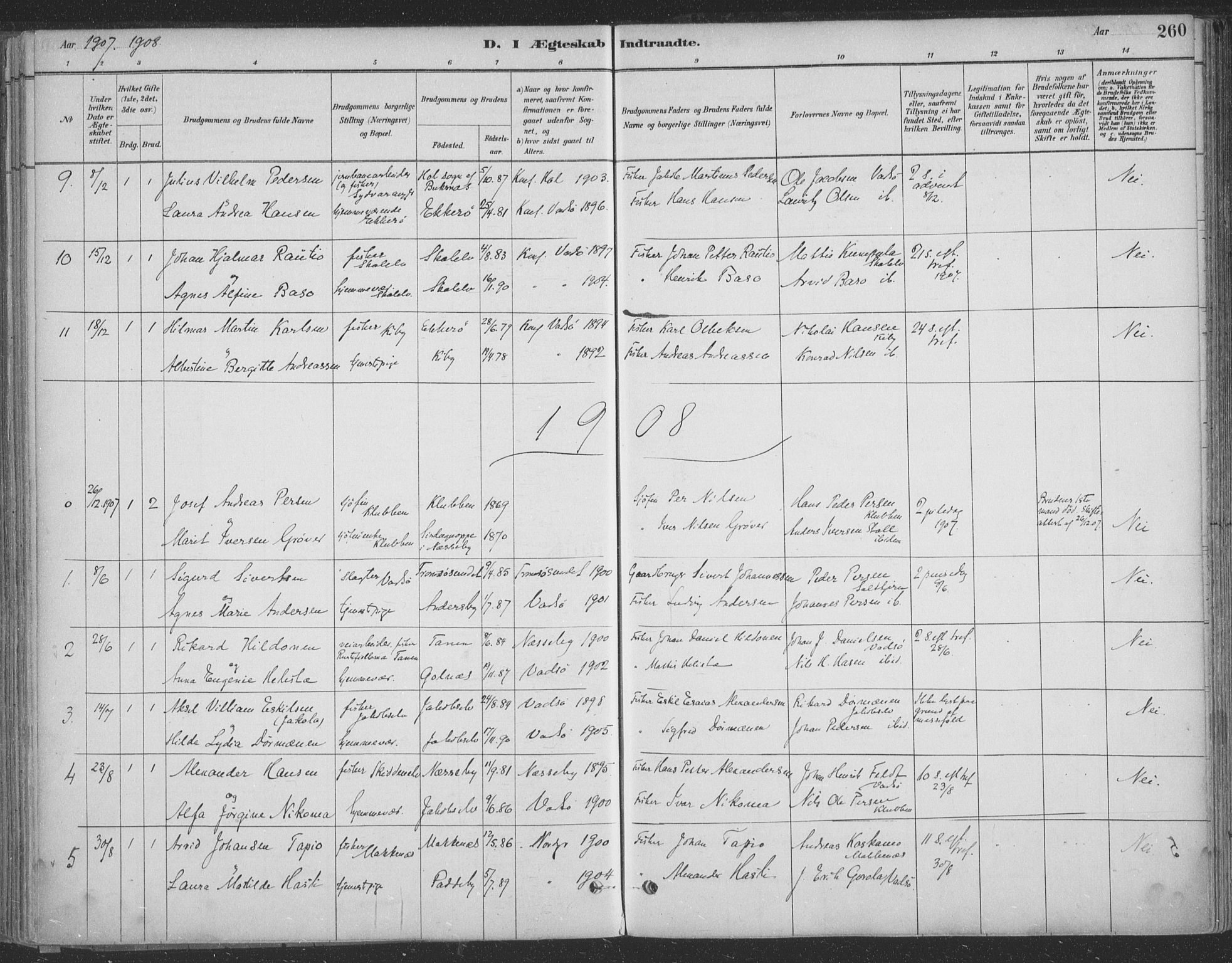 Vadsø sokneprestkontor, SATØ/S-1325/H/Ha/L0009kirke: Parish register (official) no. 9, 1881-1917, p. 260