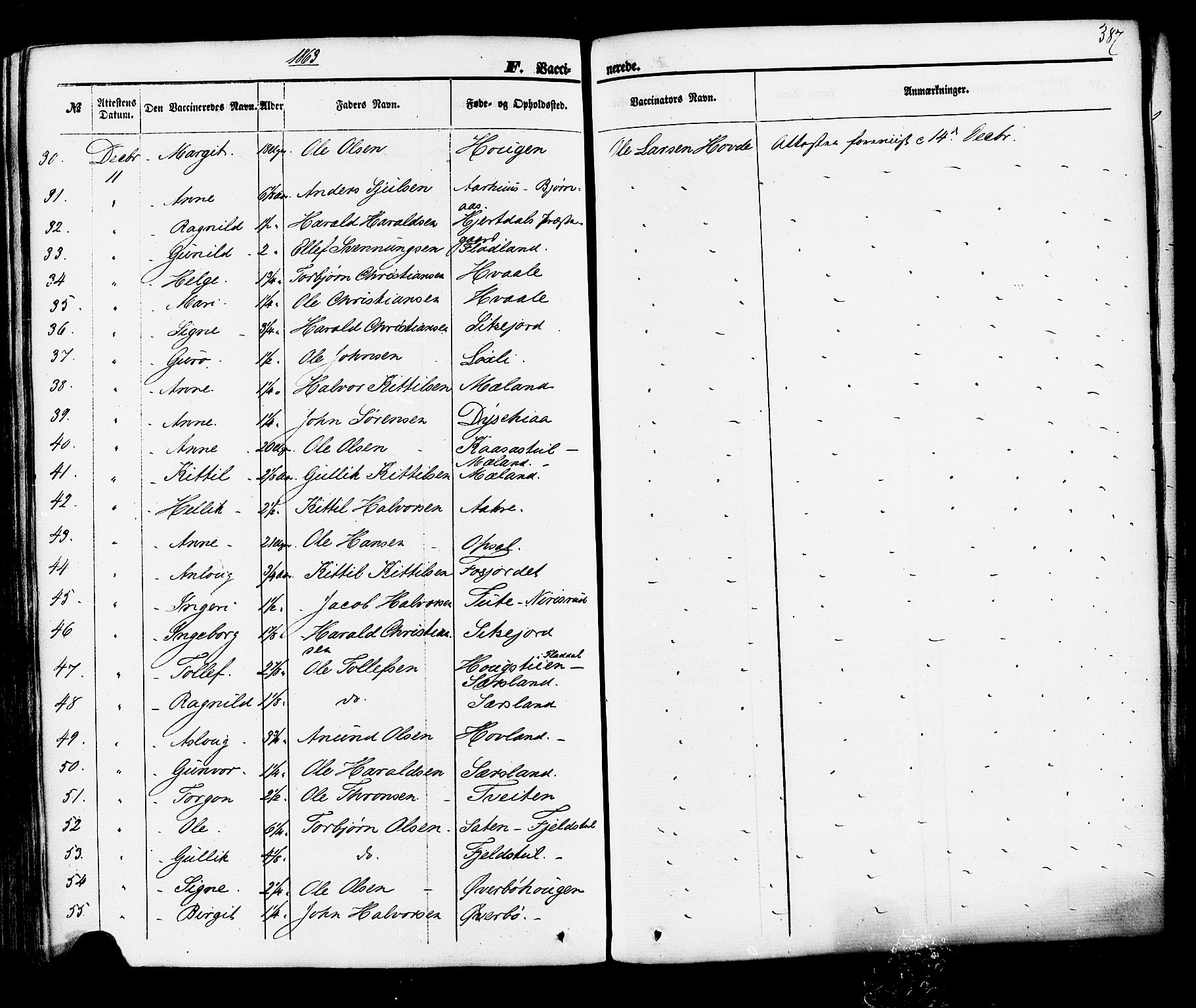 Hjartdal kirkebøker, AV/SAKO-A-270/F/Fa/L0009: Parish register (official) no. I 9, 1860-1879, p. 387