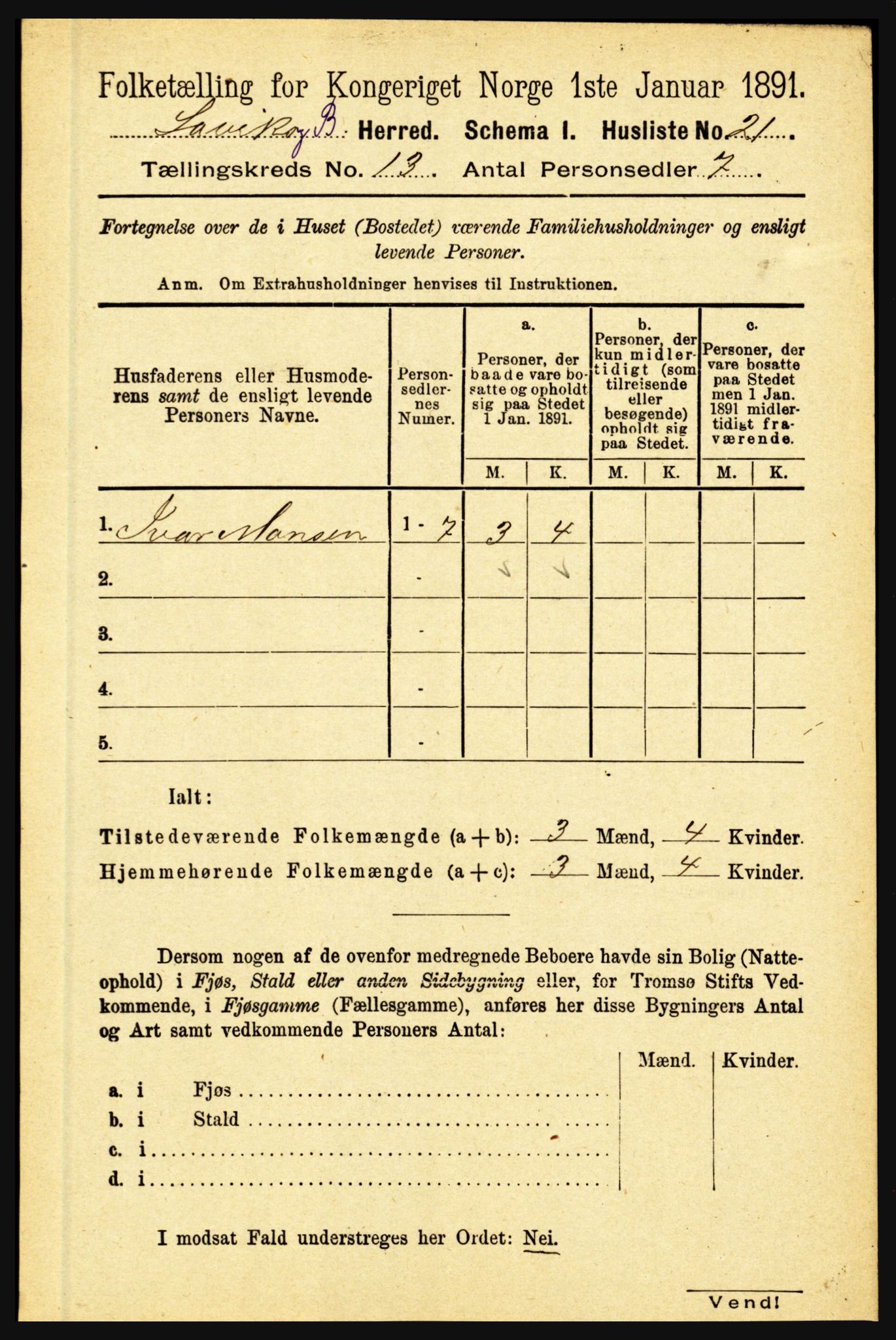 RA, 1891 census for 1415 Lavik og Brekke, 1891, p. 2512