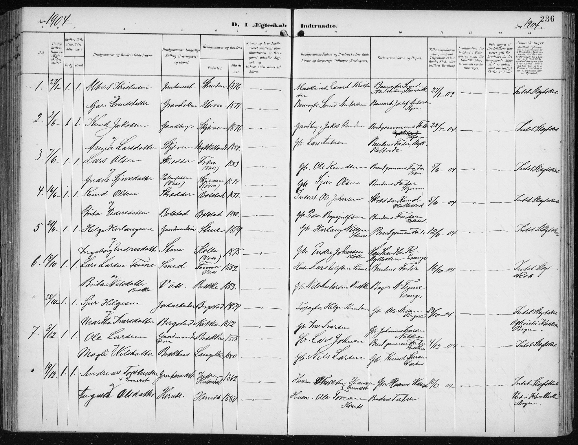 Evanger sokneprestembete, SAB/A-99924: Parish register (official) no. A  3, 1900-1930, p. 236
