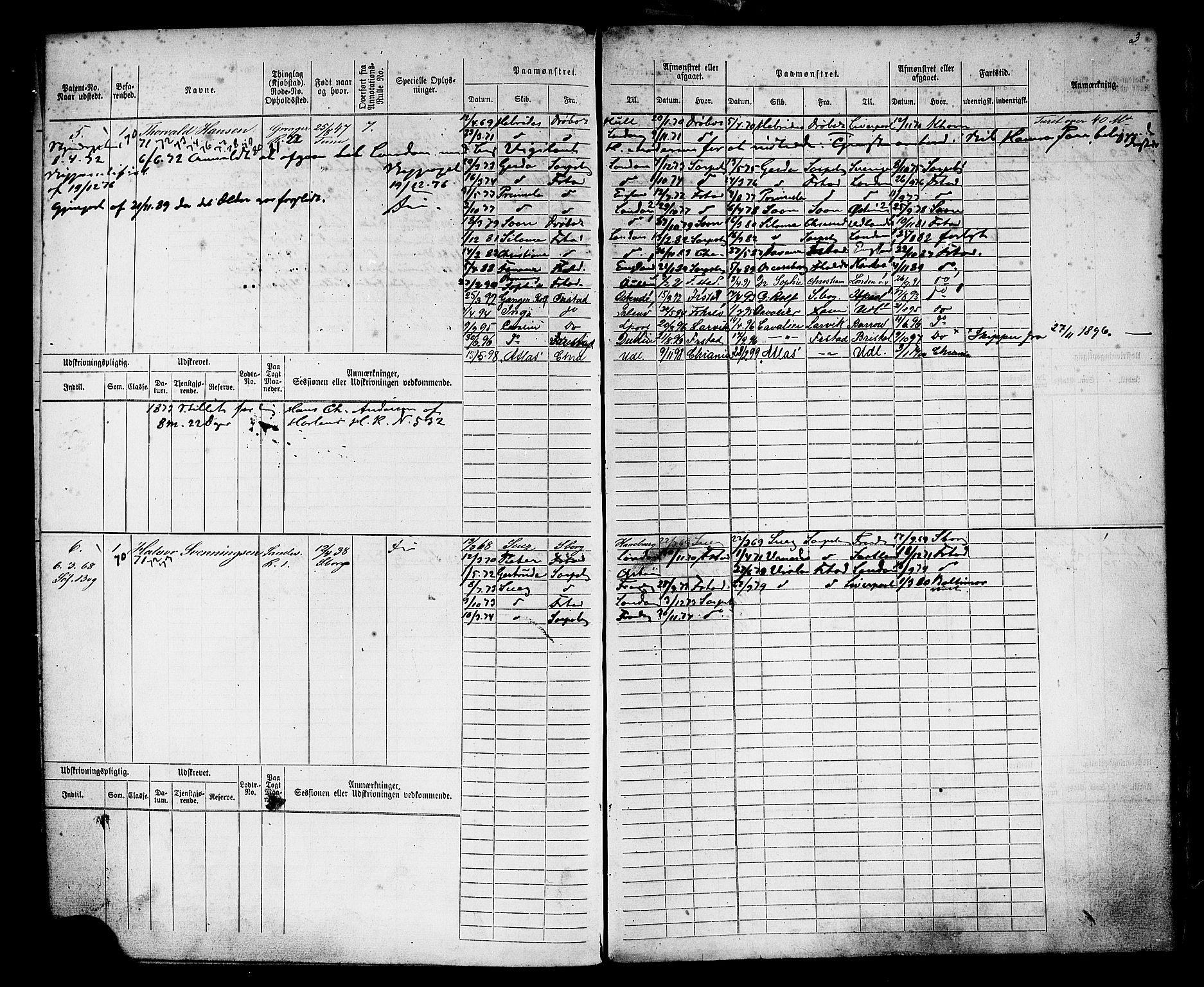 Sarpsborg mønstringskontor, AV/SAO-A-10569c/F/Fc/Fcb/L0004: Hovedrulle, 1868-1881, p. 5