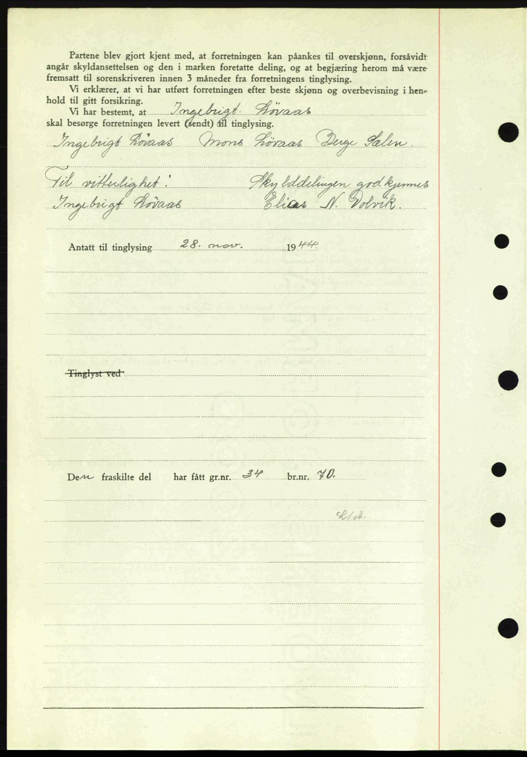 Midhordland sorenskriveri, SAB/A-3001/1/G/Gb/Gbj/L0019: Mortgage book no. A37-38, 1944-1945, Diary no: : 3762/1944