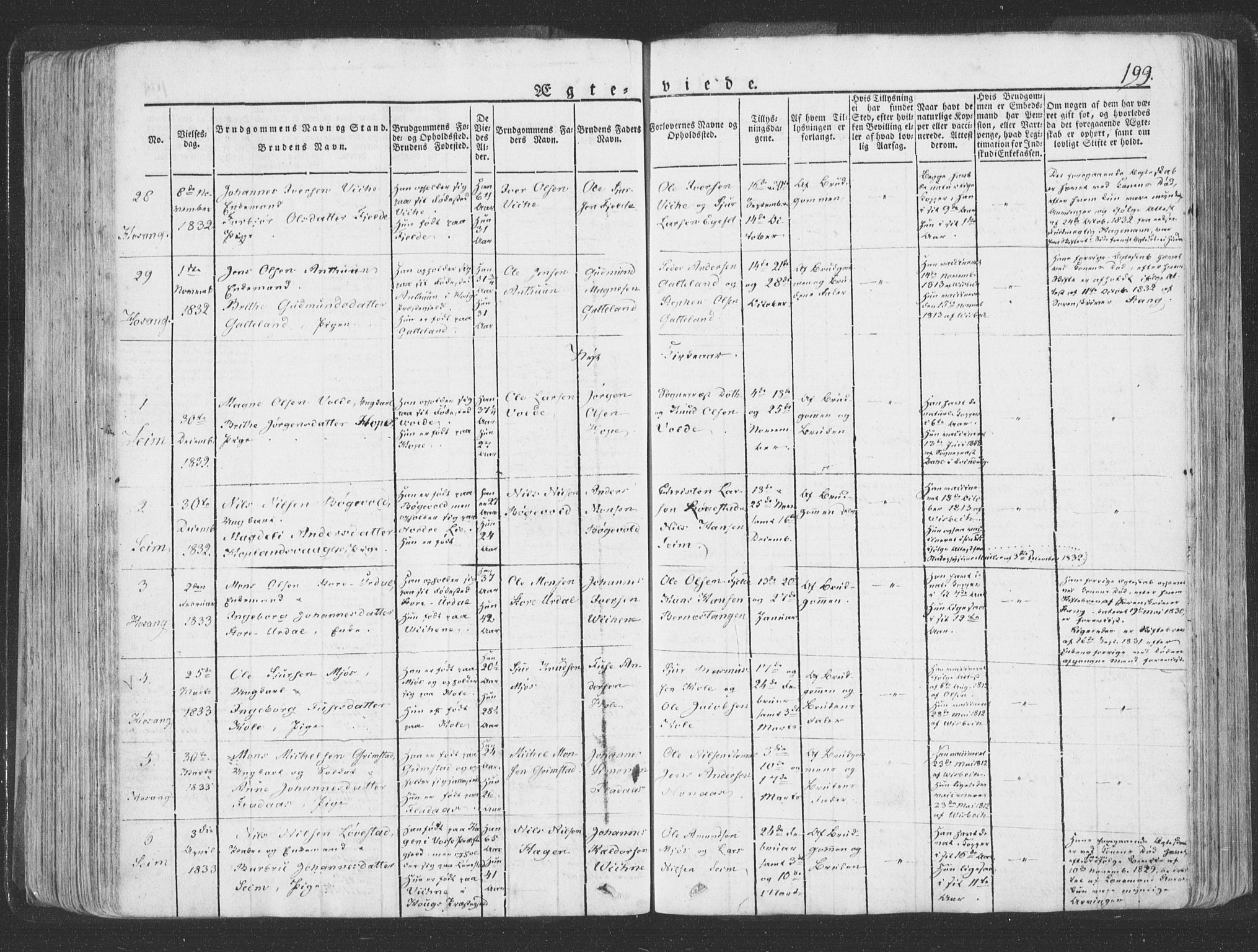 Hosanger sokneprestembete, AV/SAB-A-75801/H/Haa: Parish register (official) no. A 6, 1824-1835, p. 199