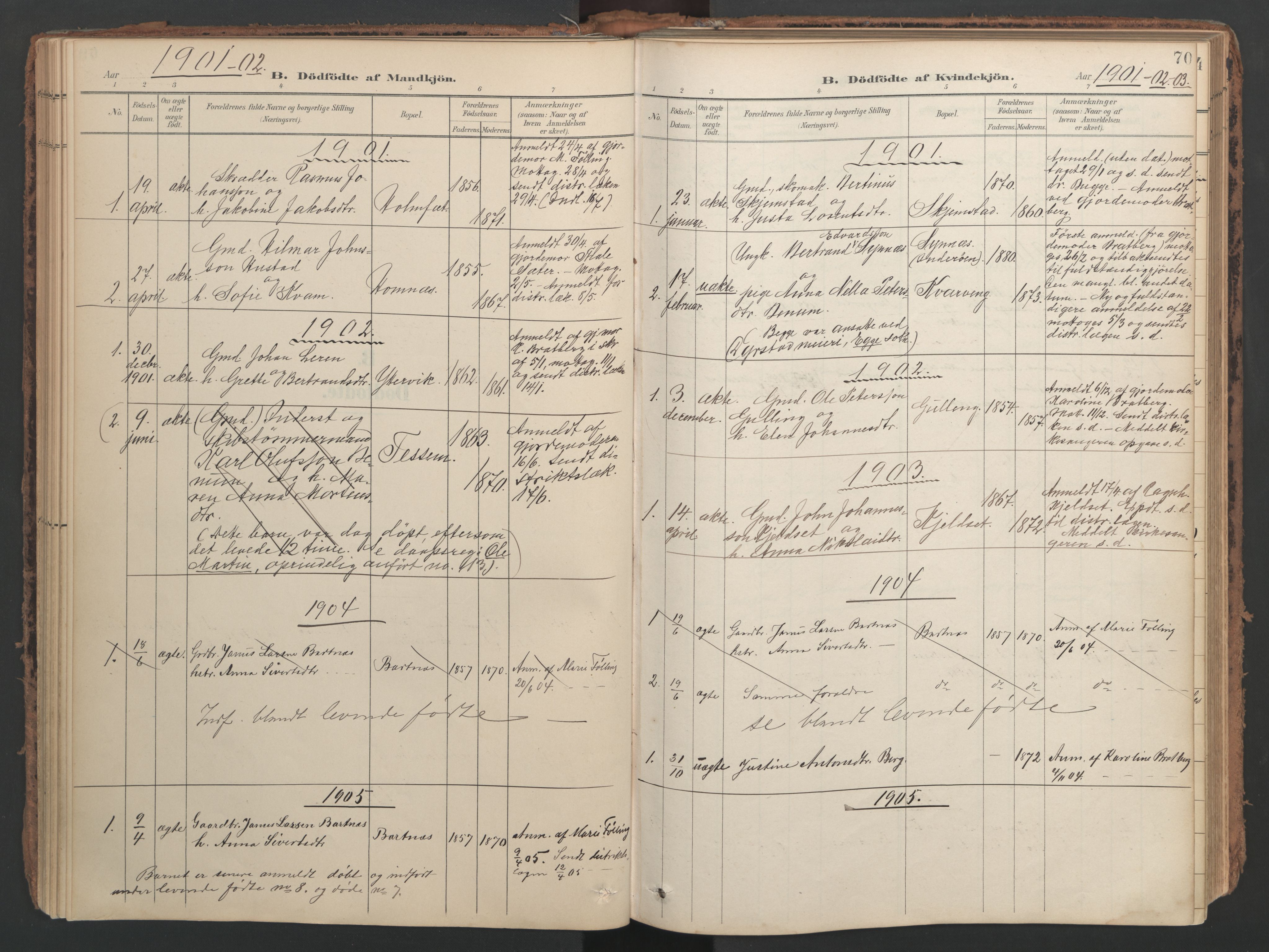 Ministerialprotokoller, klokkerbøker og fødselsregistre - Nord-Trøndelag, SAT/A-1458/741/L0397: Parish register (official) no. 741A11, 1901-1911, p. 70