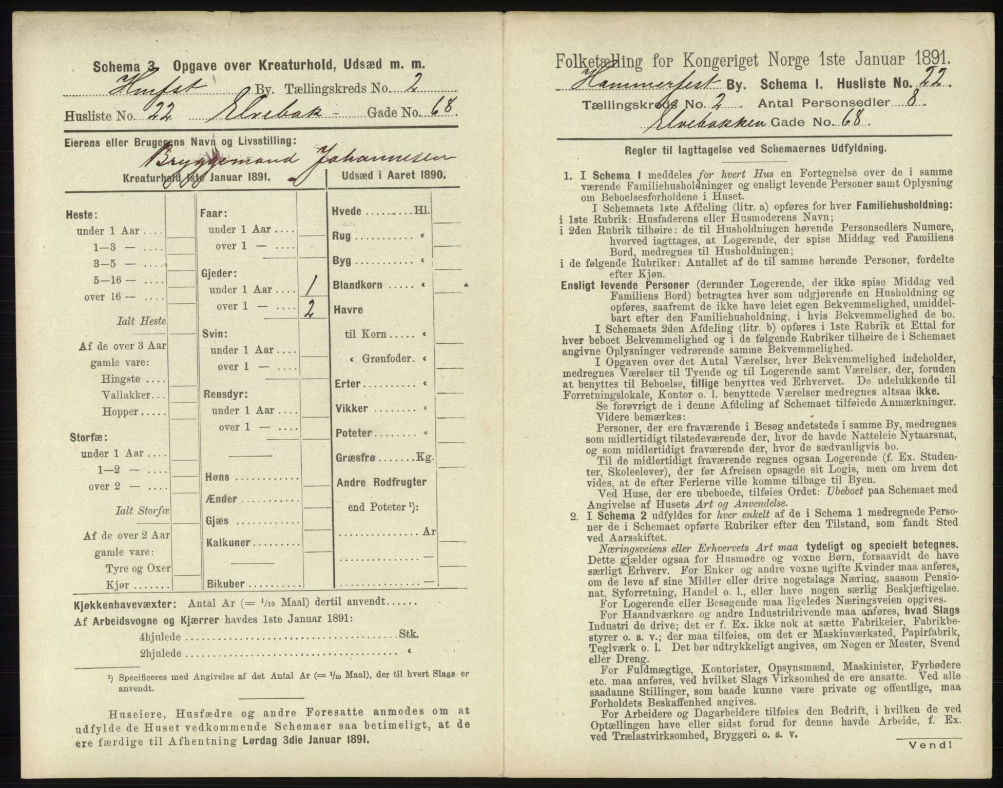 RA, 1891 census for 2001 Hammerfest, 1891, p. 267