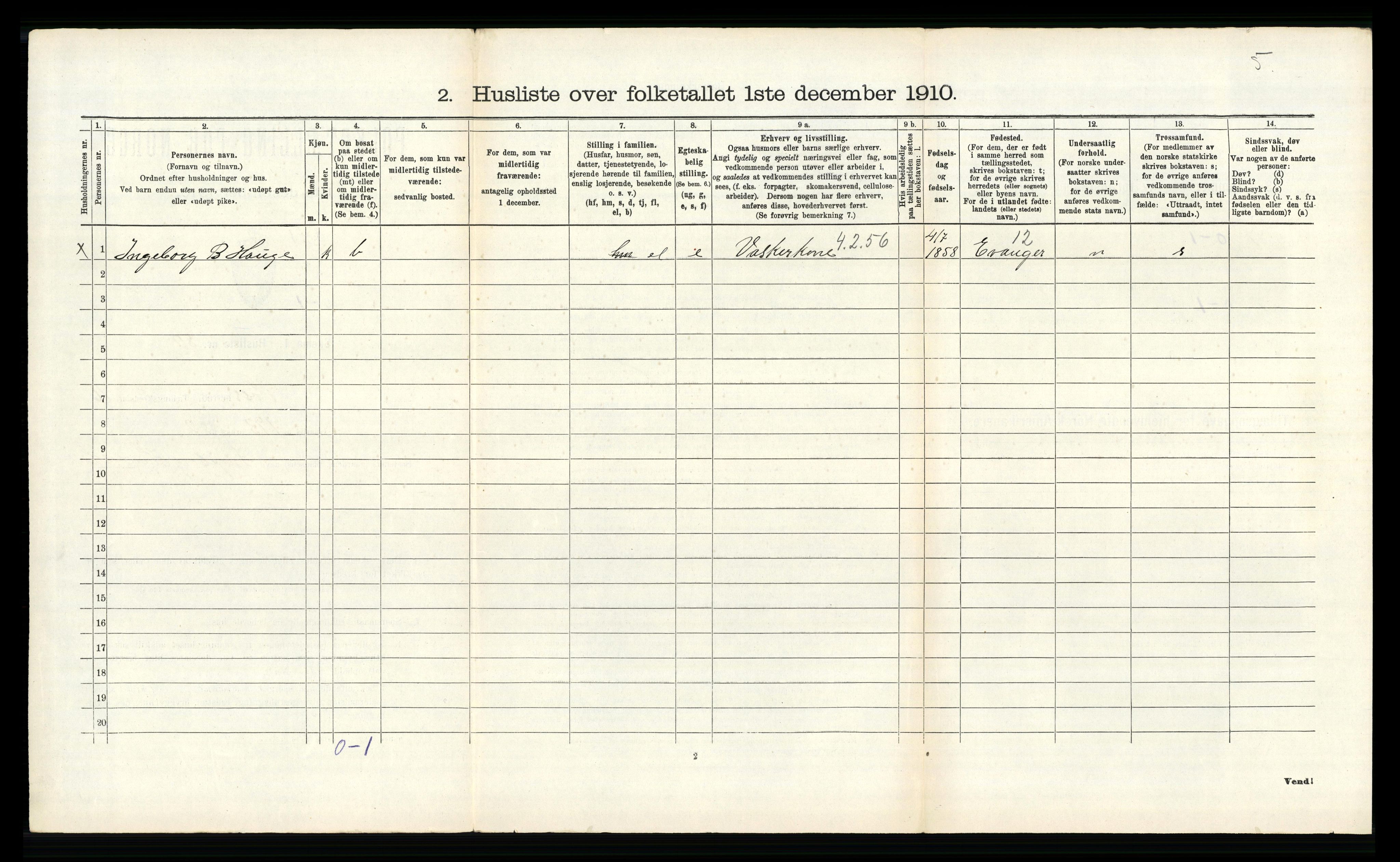 RA, 1910 census for Voss, 1910, p. 2125