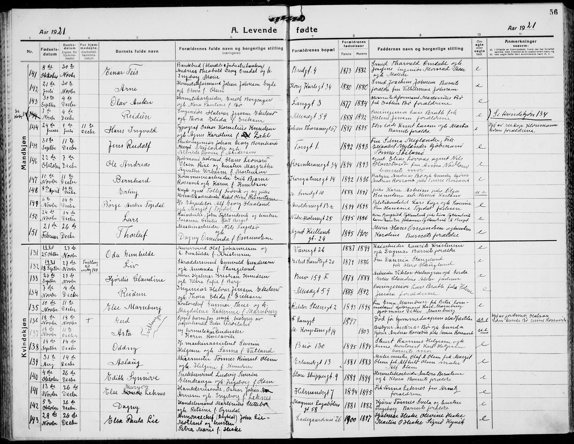 St. Petri sokneprestkontor, AV/SAST-A-101813/001/30/30BB/L0011: Parish register (copy) no. B 11, 1917-1940, p. 56