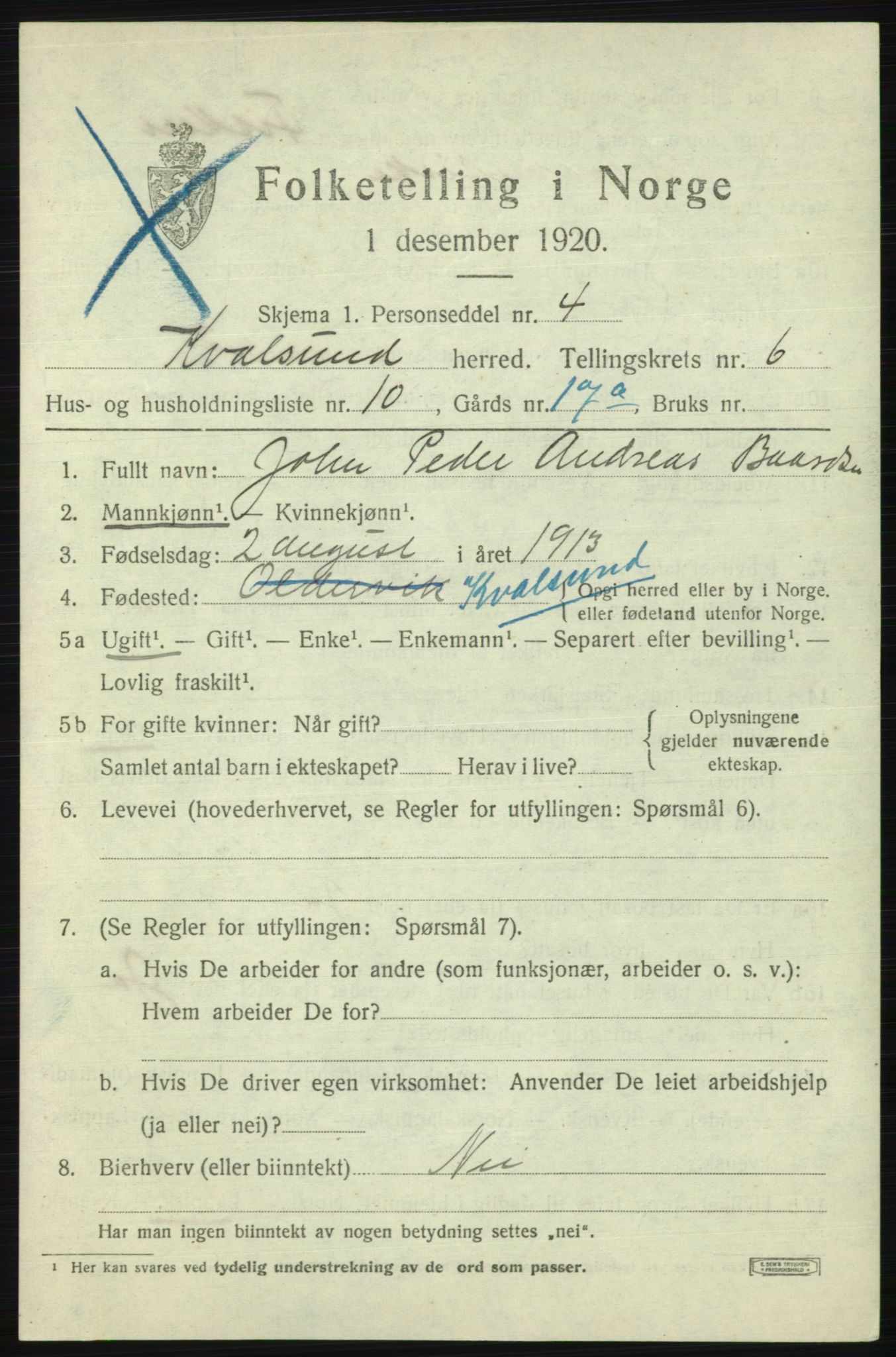 SATØ, 1920 census for , 1920, p. 2108