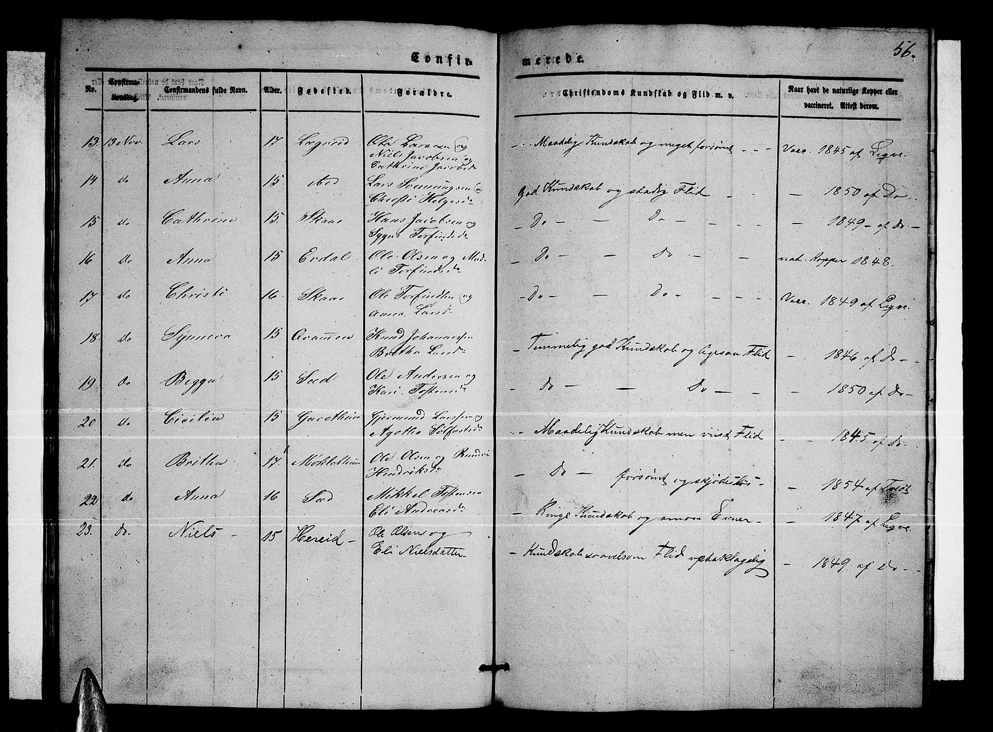 Ullensvang sokneprestembete, SAB/A-78701/H/Hab: Parish register (copy) no. C 1, 1855-1871, p. 56