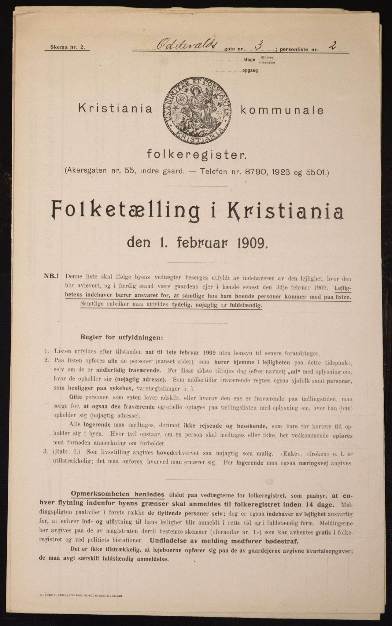 OBA, Municipal Census 1909 for Kristiania, 1909, p. 67465