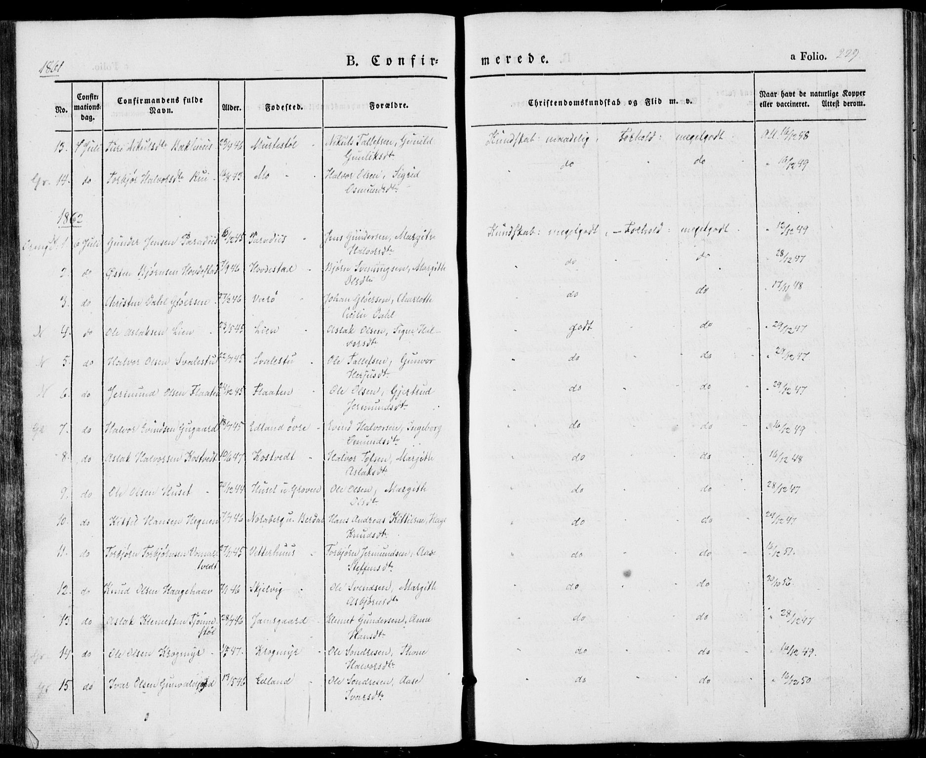 Vinje kirkebøker, SAKO/A-312/F/Fa/L0004: Parish register (official) no. I 4, 1843-1869, p. 229