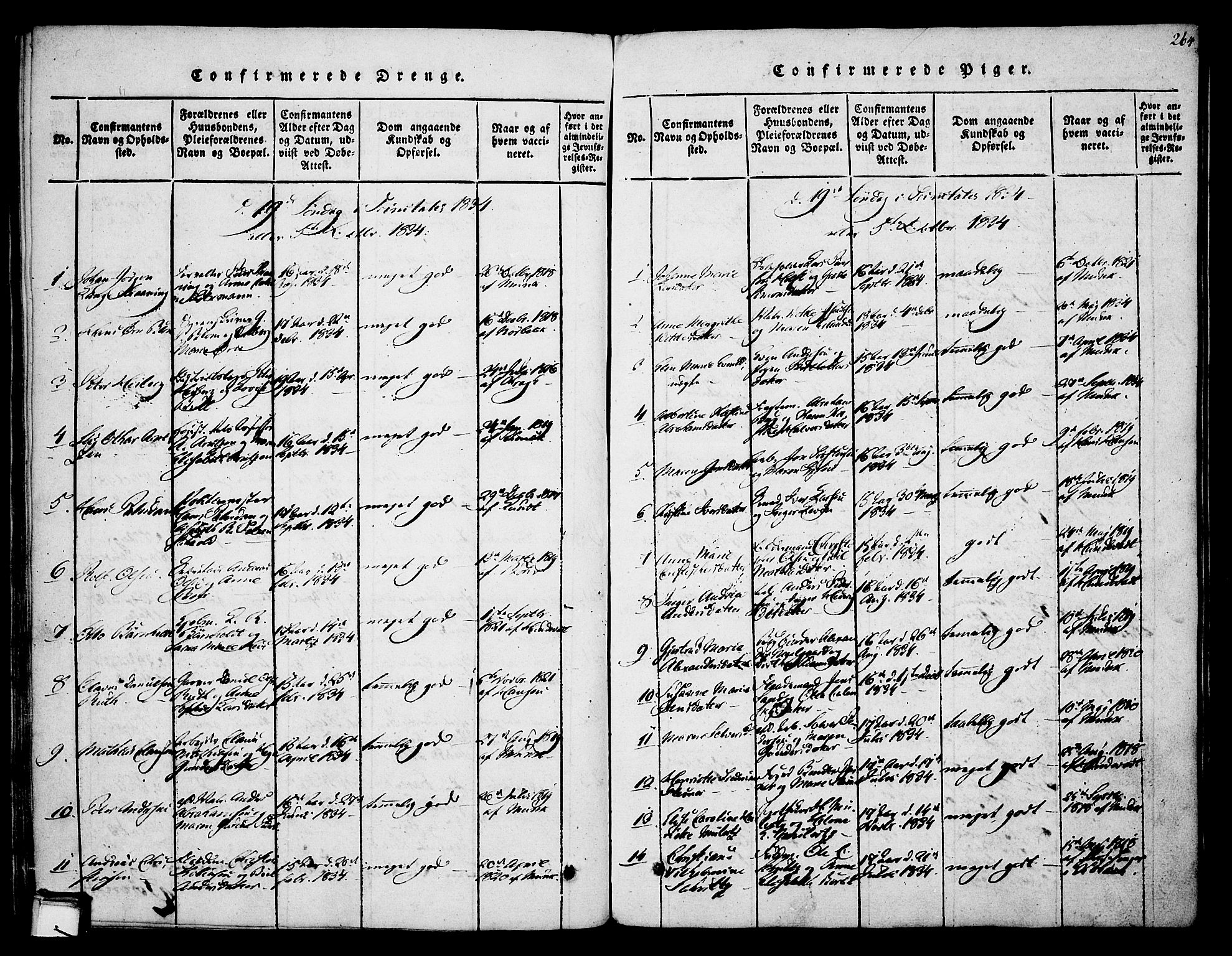 Skien kirkebøker, SAKO/A-302/F/Fa/L0005: Parish register (official) no. 5, 1814-1843, p. 264