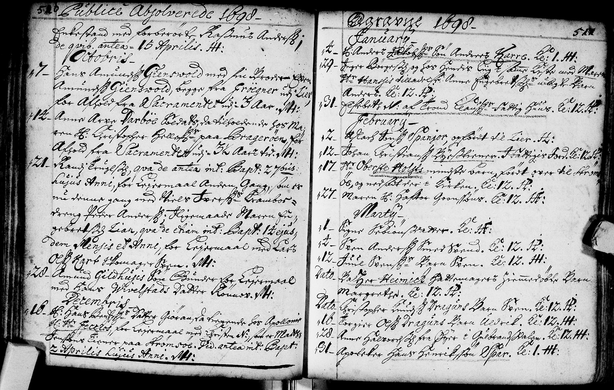 Bragernes kirkebøker, SAKO/A-6/F/Fa/L0002: Parish register (official) no. I 2, 1680-1705, p. 510-511
