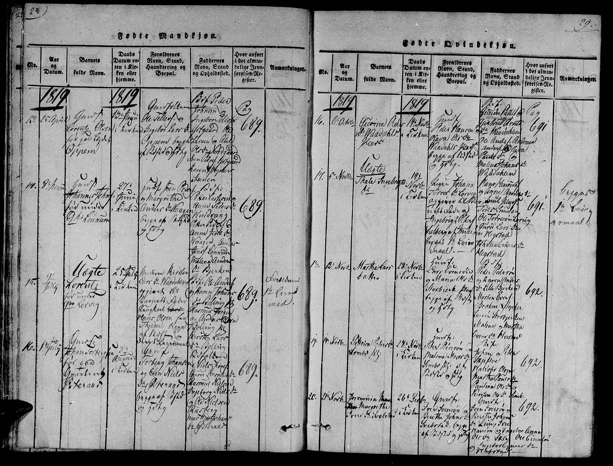 Ministerialprotokoller, klokkerbøker og fødselsregistre - Nord-Trøndelag, SAT/A-1458/735/L0333: Parish register (official) no. 735A04 /1, 1816-1824, p. 28-29