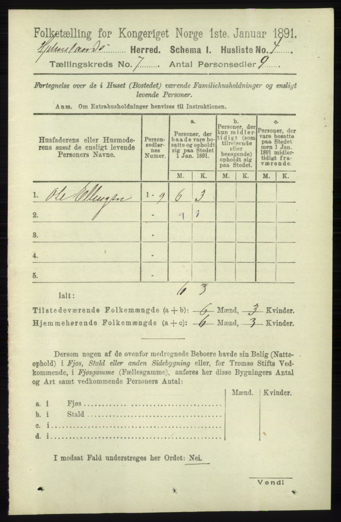 RA, 1891 census for 1133 Hjelmeland, 1891, p. 1868