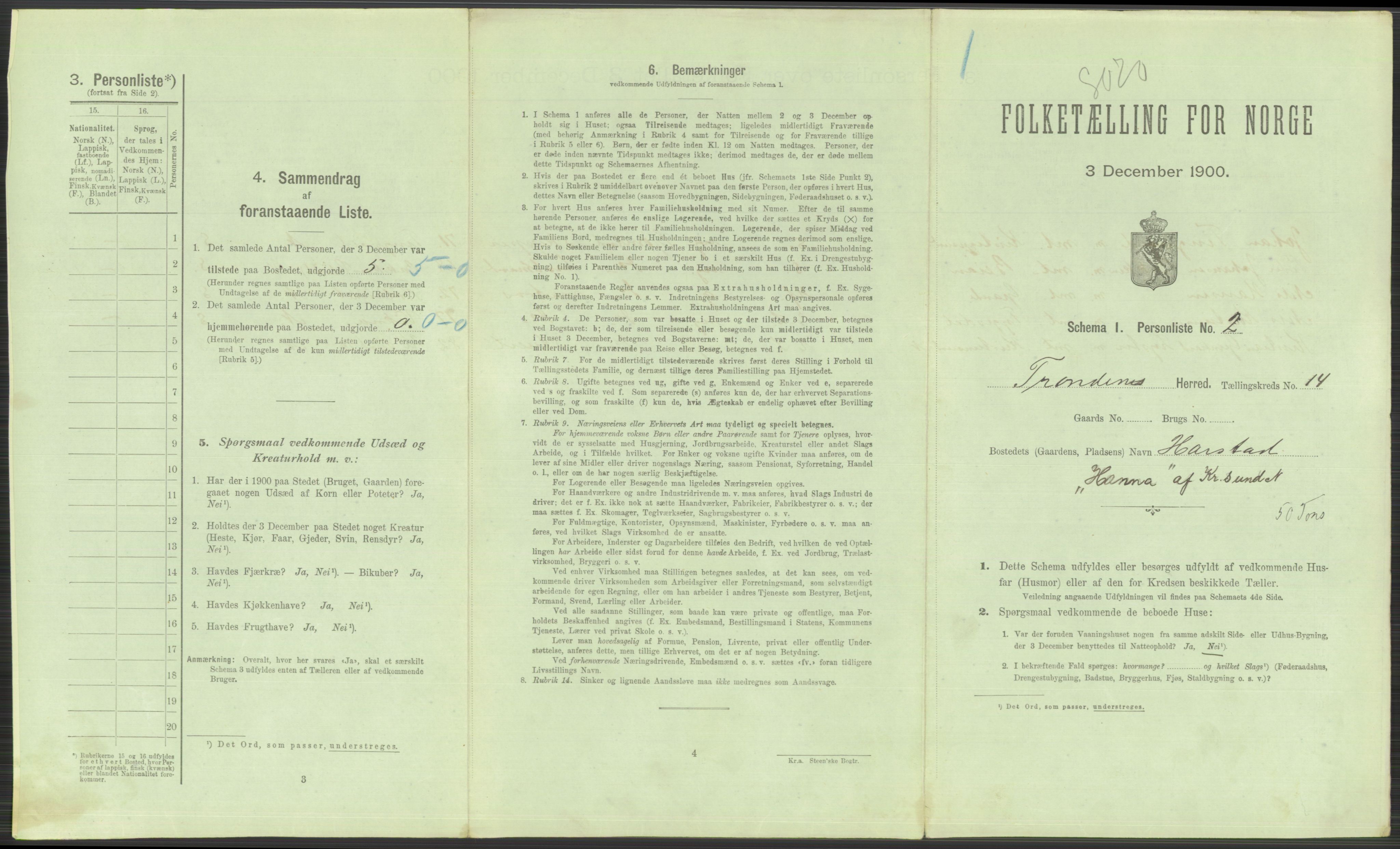 RA, 1900 Census - ship lists from ships in Norwegian harbours, harbours abroad and at sea, 1900, p. 3431