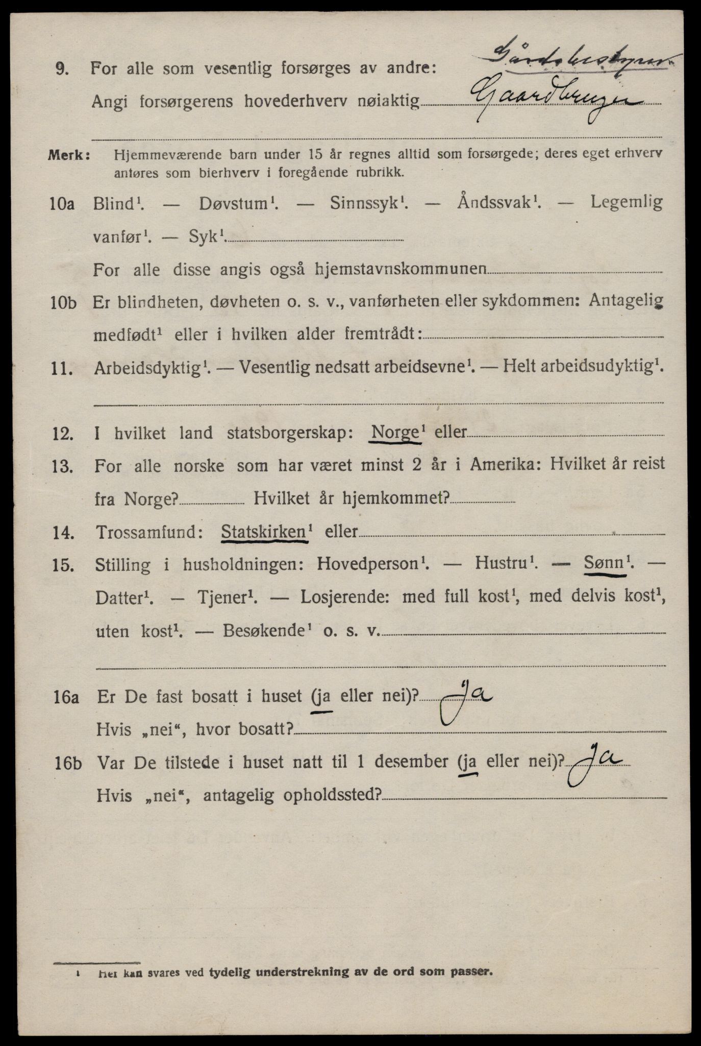 SAST, 1920 census for Sokndal, 1920, p. 3254