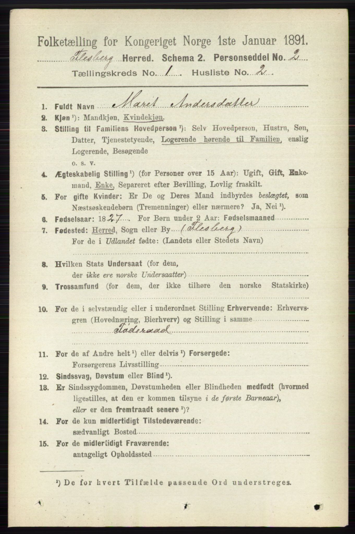 RA, 1891 census for 0631 Flesberg, 1891, p. 80