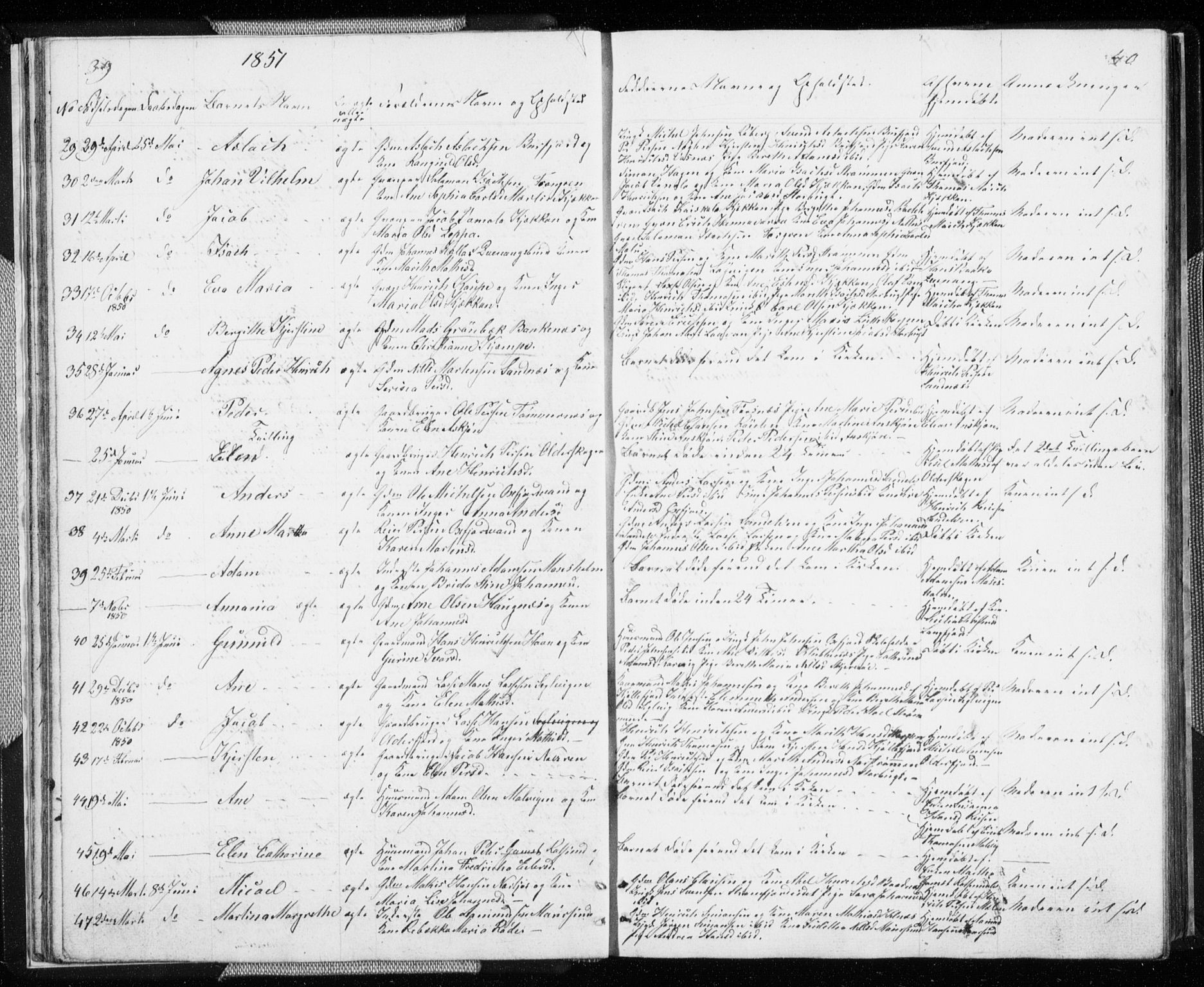 Skjervøy sokneprestkontor, SATØ/S-1300/H/Ha/Hab/L0003klokker: Parish register (copy) no. 3, 1849-1861, p. 39-40