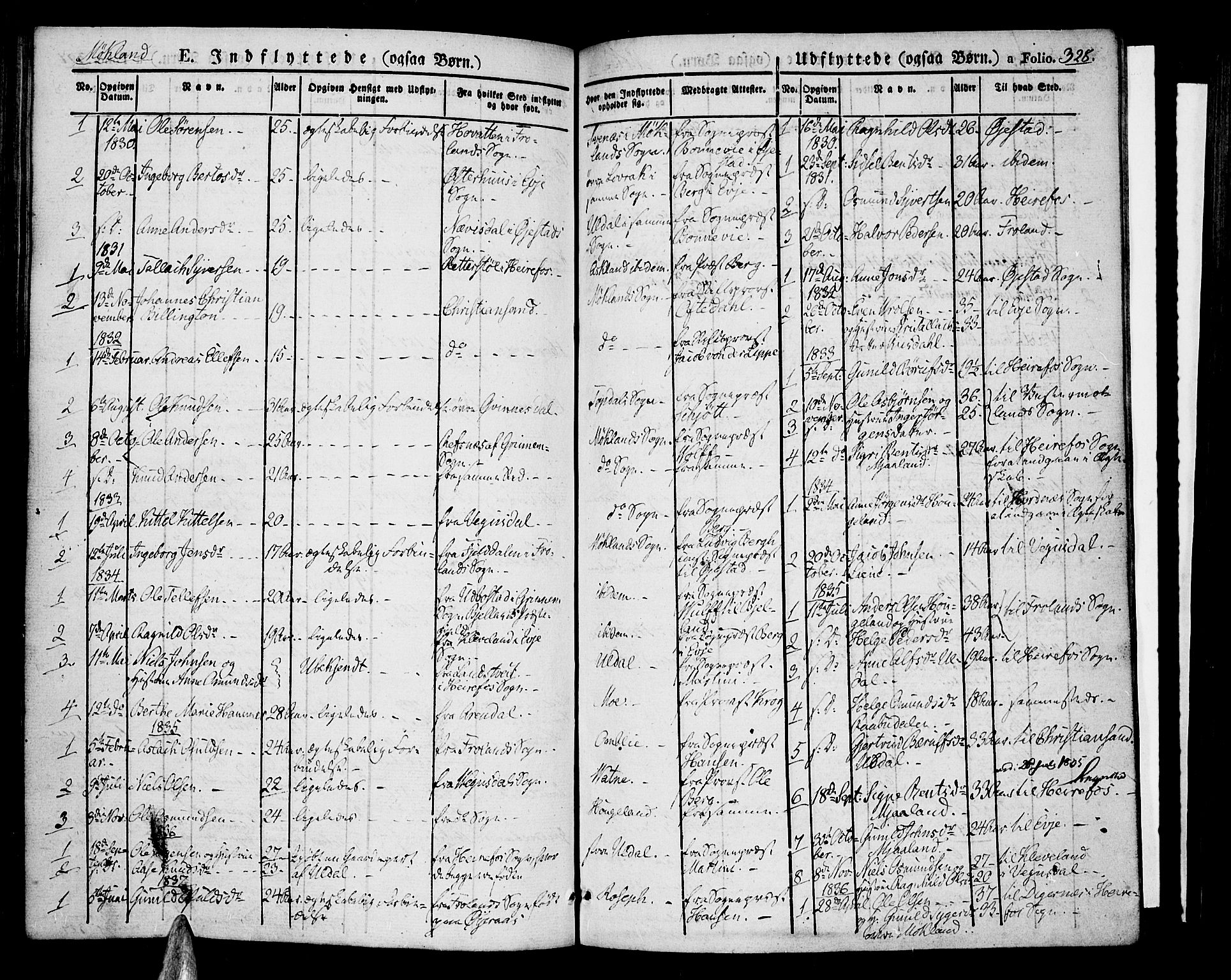 Åmli sokneprestkontor, SAK/1111-0050/F/Fa/Fac/L0007: Parish register (official) no. A 7 /2, 1829-1851, p. 328