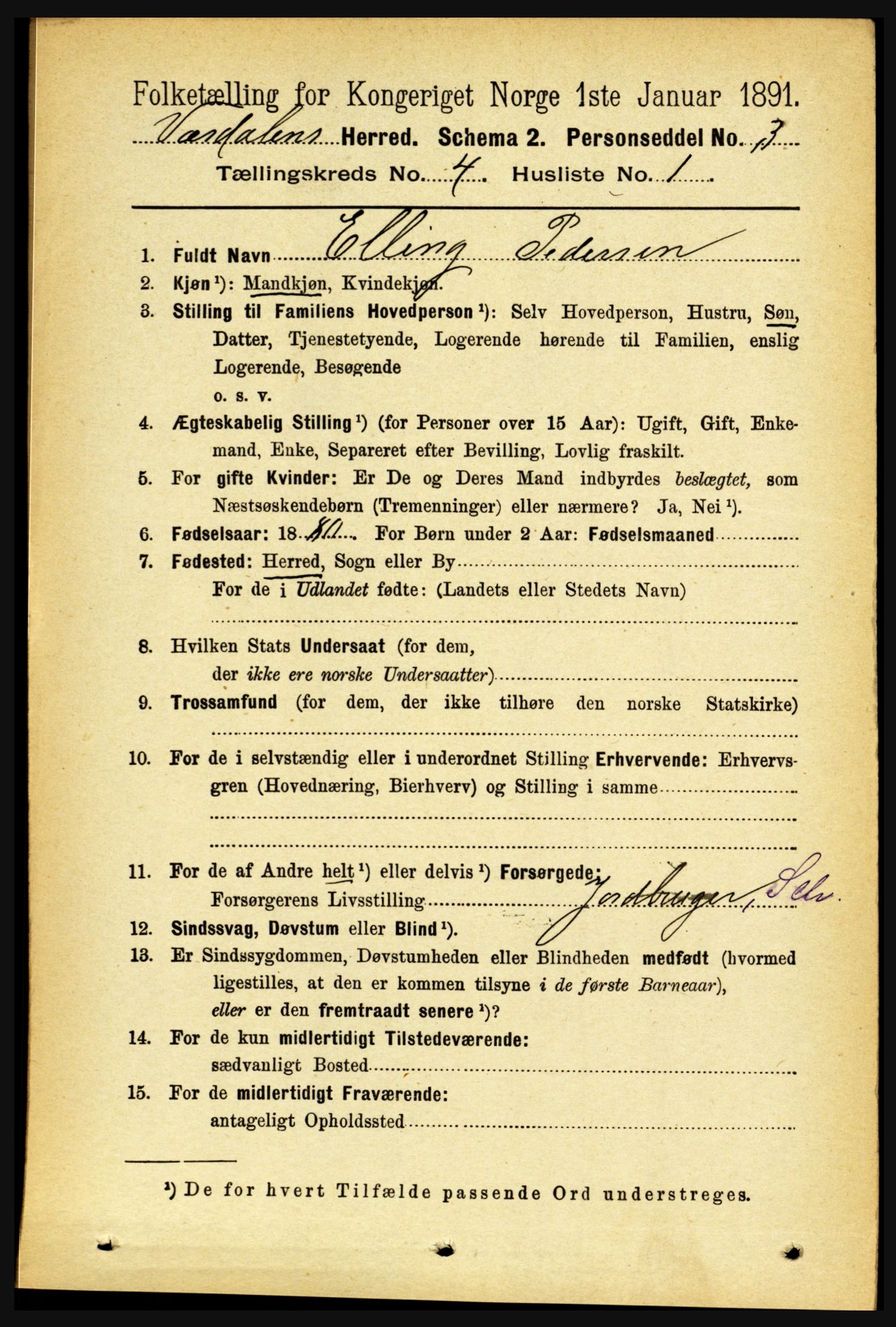 RA, 1891 census for 1721 Verdal, 1891, p. 2480