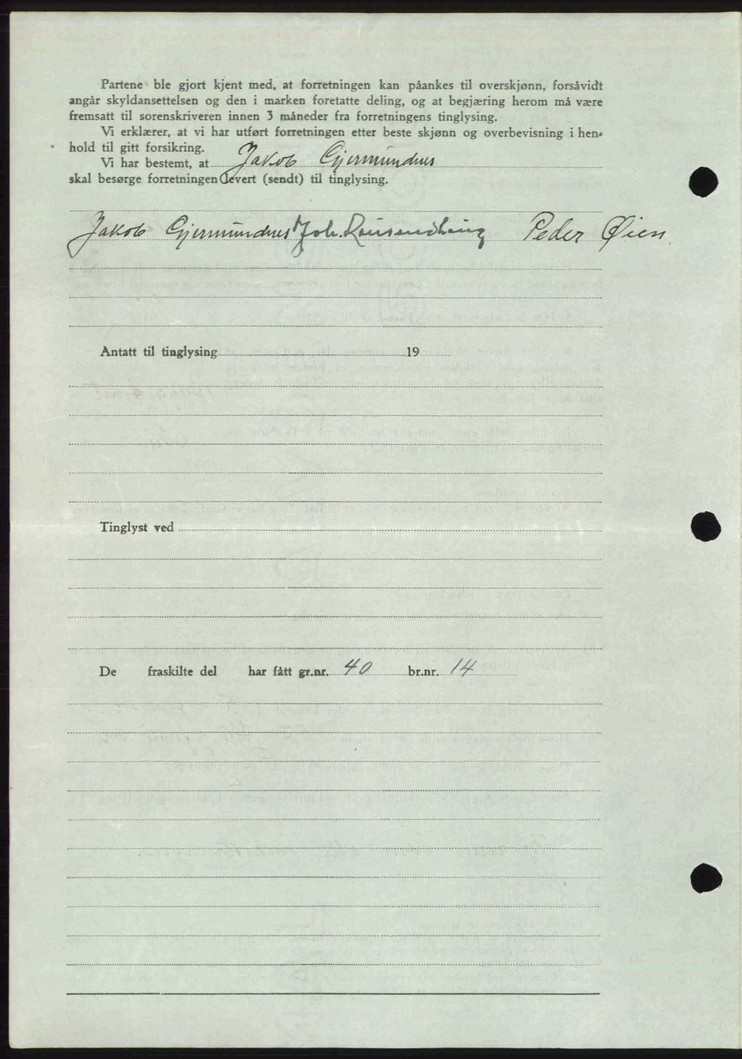 Romsdal sorenskriveri, AV/SAT-A-4149/1/2/2C: Mortgage book no. A23, 1947-1947, Diary no: : 1707/1947