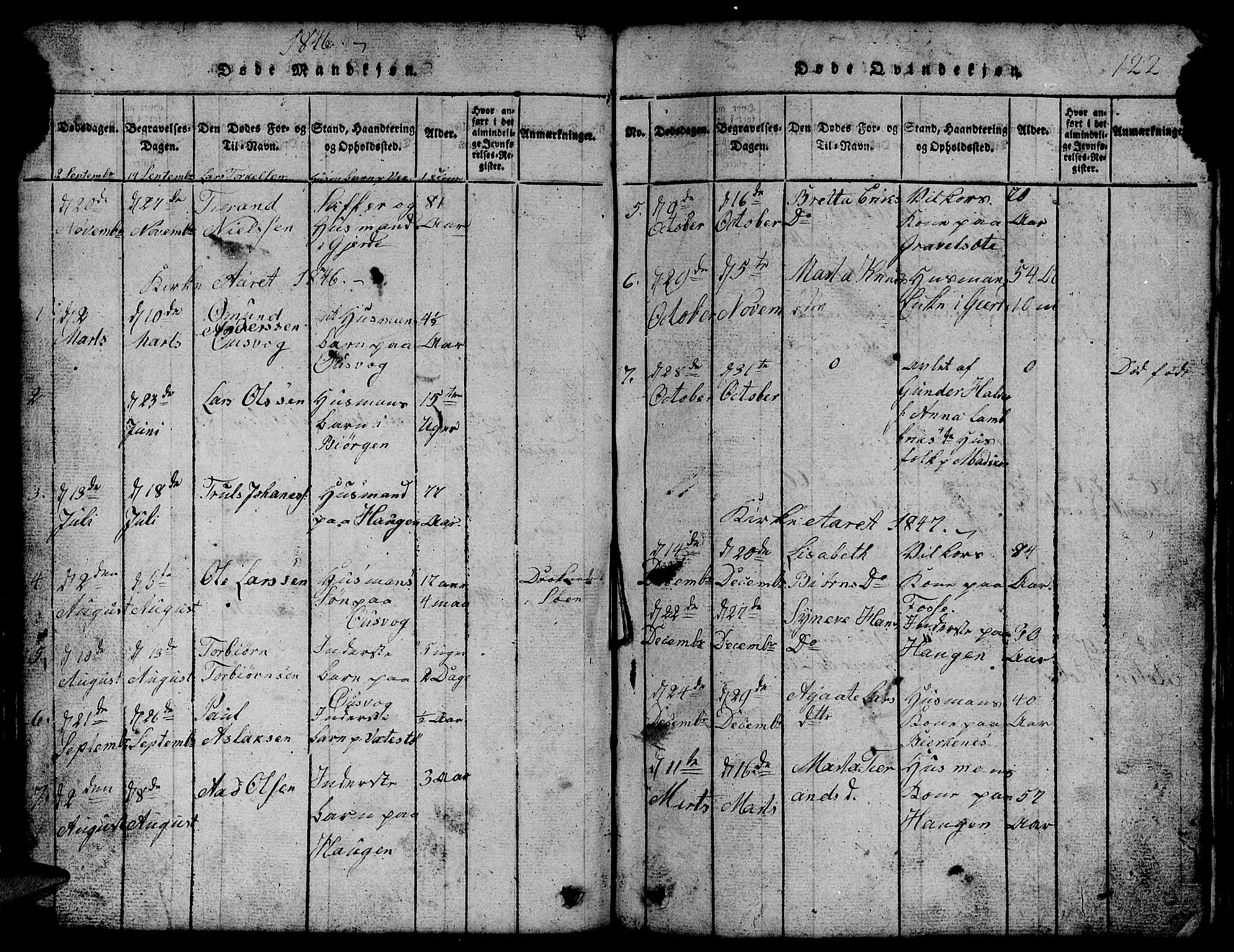 Etne sokneprestembete, SAB/A-75001/H/Hab: Parish register (copy) no. B 1, 1815-1850, p. 122