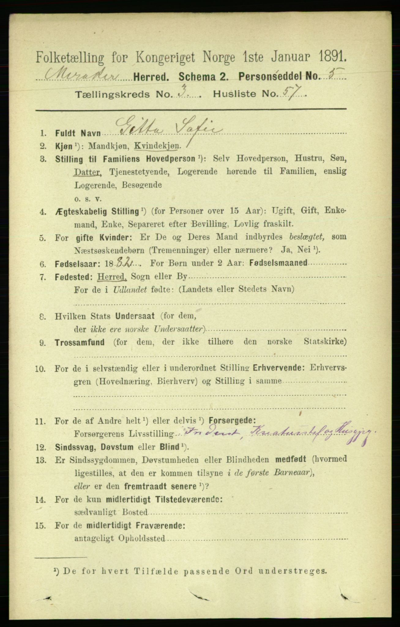 RA, 1891 census for 1711 Meråker, 1891, p. 1557