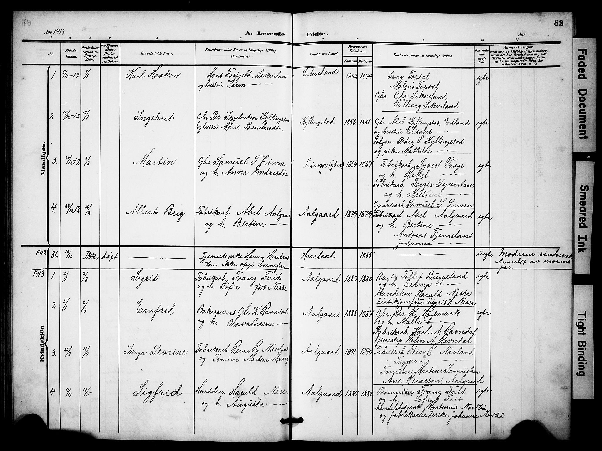 Lye sokneprestkontor, SAST/A-101794/001/30BB/L0009: Parish register (copy) no. B 9, 1902-1923, p. 82