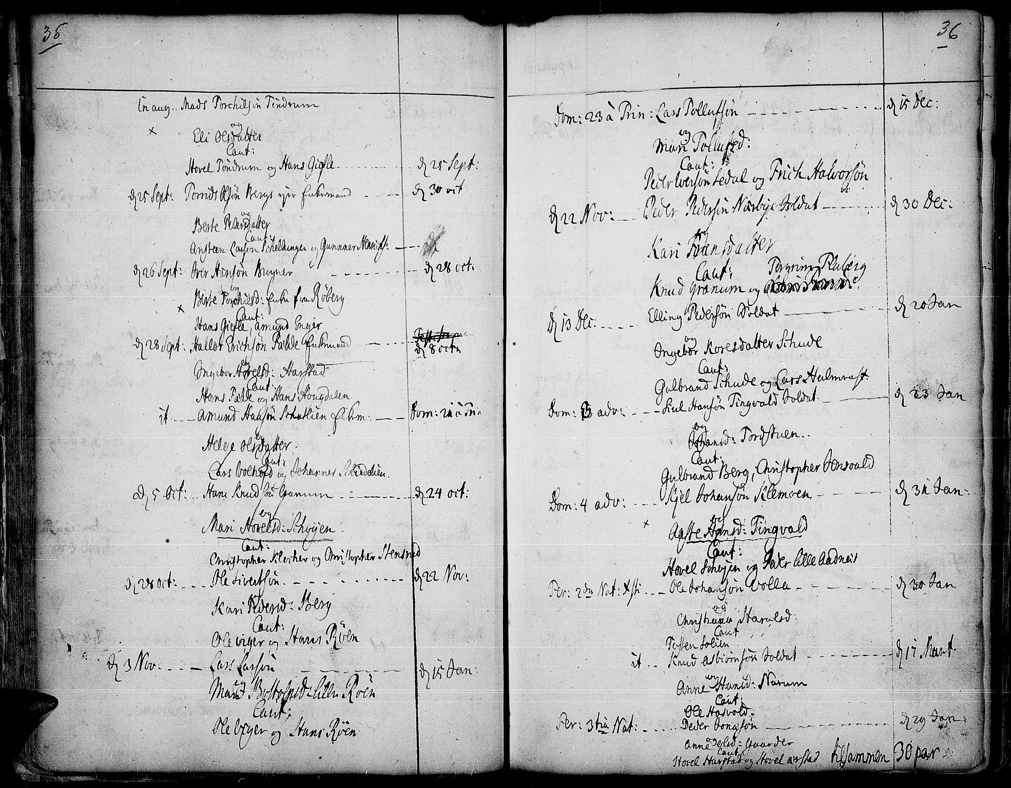 Land prestekontor, AV/SAH-PREST-120/H/Ha/Haa/L0003: Parish register (official) no. 3, 1733-1764, p. 35-36