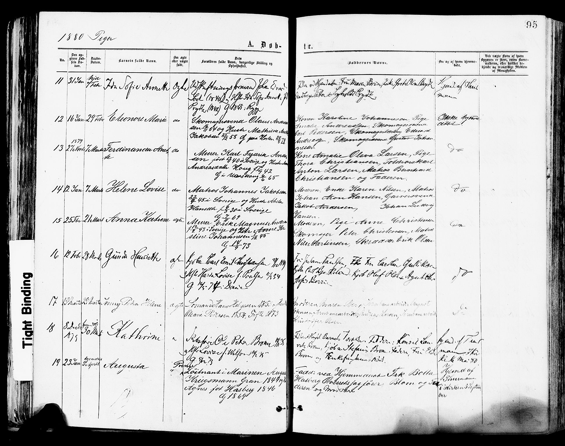 Tønsberg kirkebøker, AV/SAKO-A-330/F/Fa/L0010: Parish register (official) no. I 10, 1874-1880, p. 95