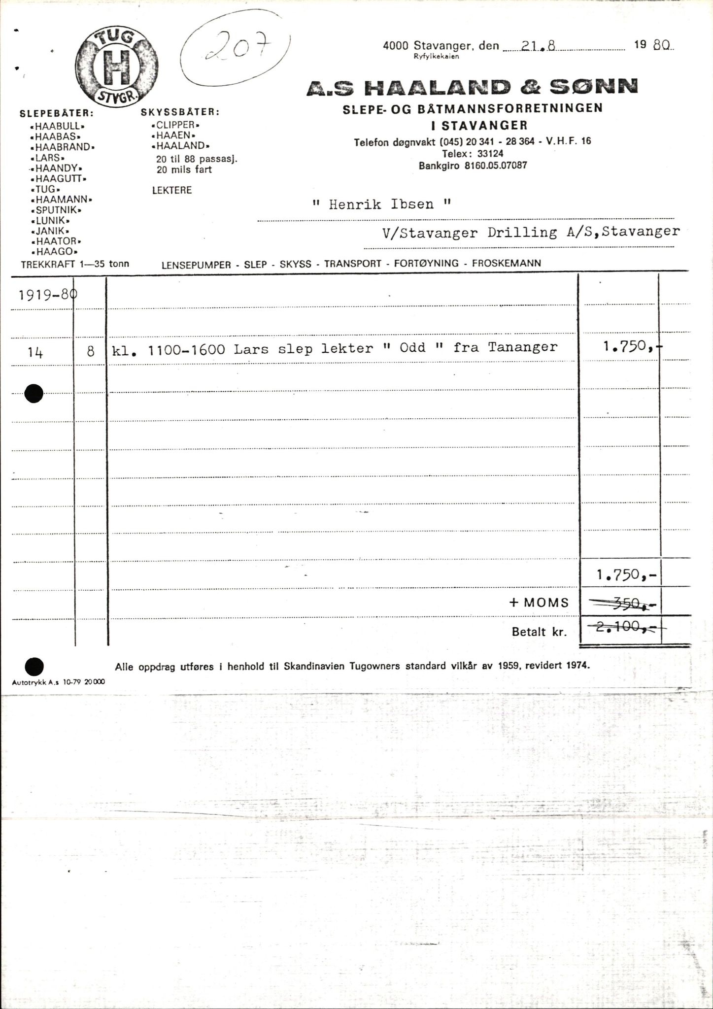 Pa 1503 - Stavanger Drilling AS, AV/SAST-A-101906/2/E/Ec/Eca/L0013: Sak og korrespondanse, 1980-1982