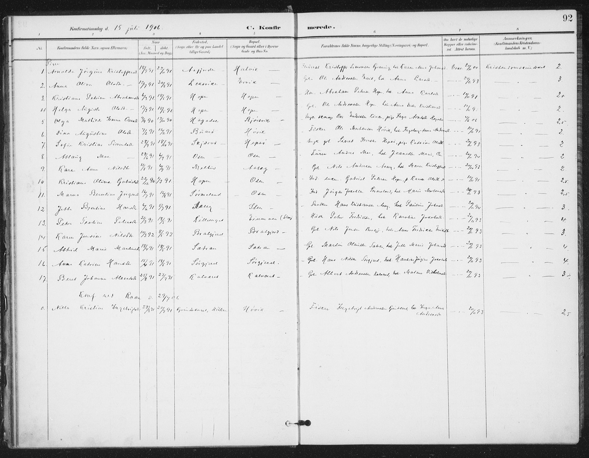 Ministerialprotokoller, klokkerbøker og fødselsregistre - Sør-Trøndelag, SAT/A-1456/658/L0723: Parish register (official) no. 658A02, 1897-1912, p. 92