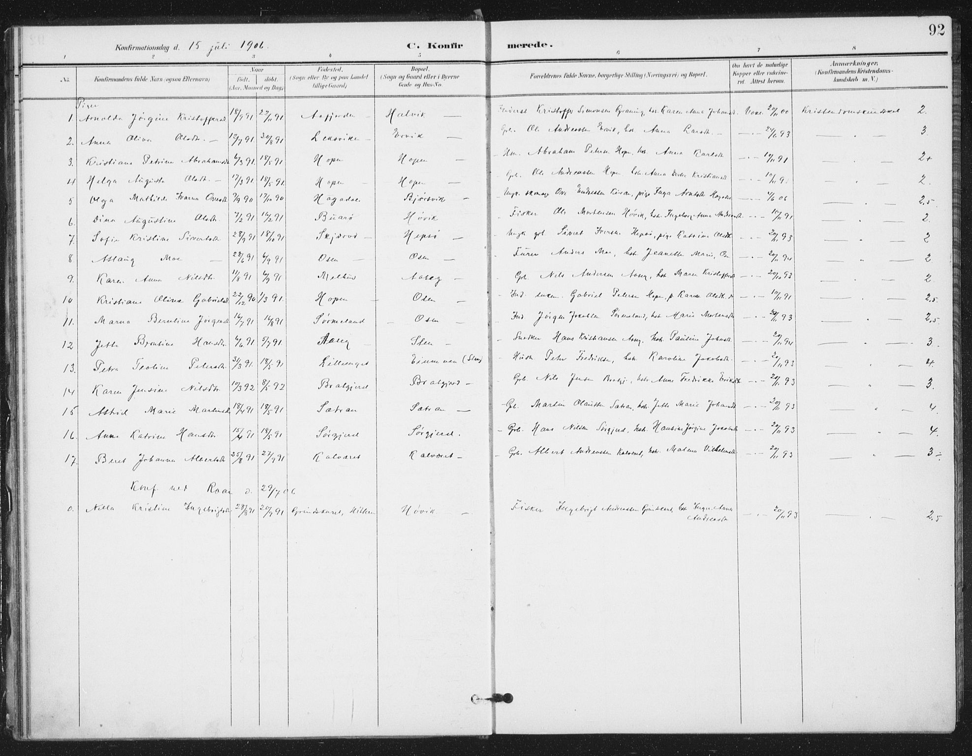 Ministerialprotokoller, klokkerbøker og fødselsregistre - Sør-Trøndelag, AV/SAT-A-1456/658/L0723: Parish register (official) no. 658A02, 1897-1912, p. 92