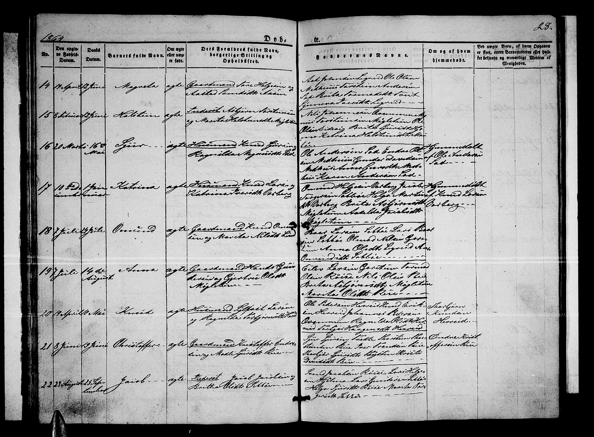 Ullensvang sokneprestembete, SAB/A-78701/H/Hab: Parish register (copy) no. C 1, 1855-1871, p. 28