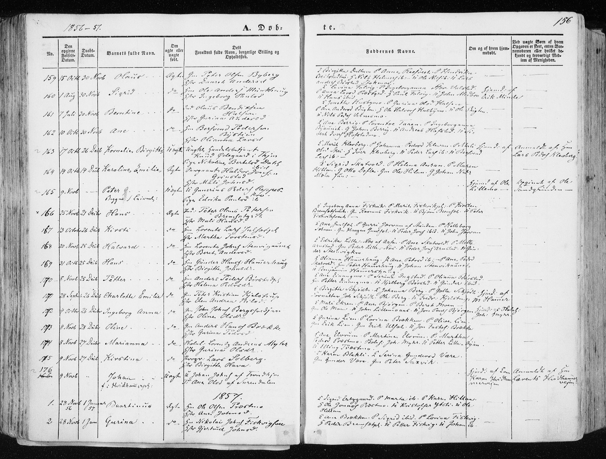 Ministerialprotokoller, klokkerbøker og fødselsregistre - Nord-Trøndelag, SAT/A-1458/709/L0074: Parish register (official) no. 709A14, 1845-1858, p. 156