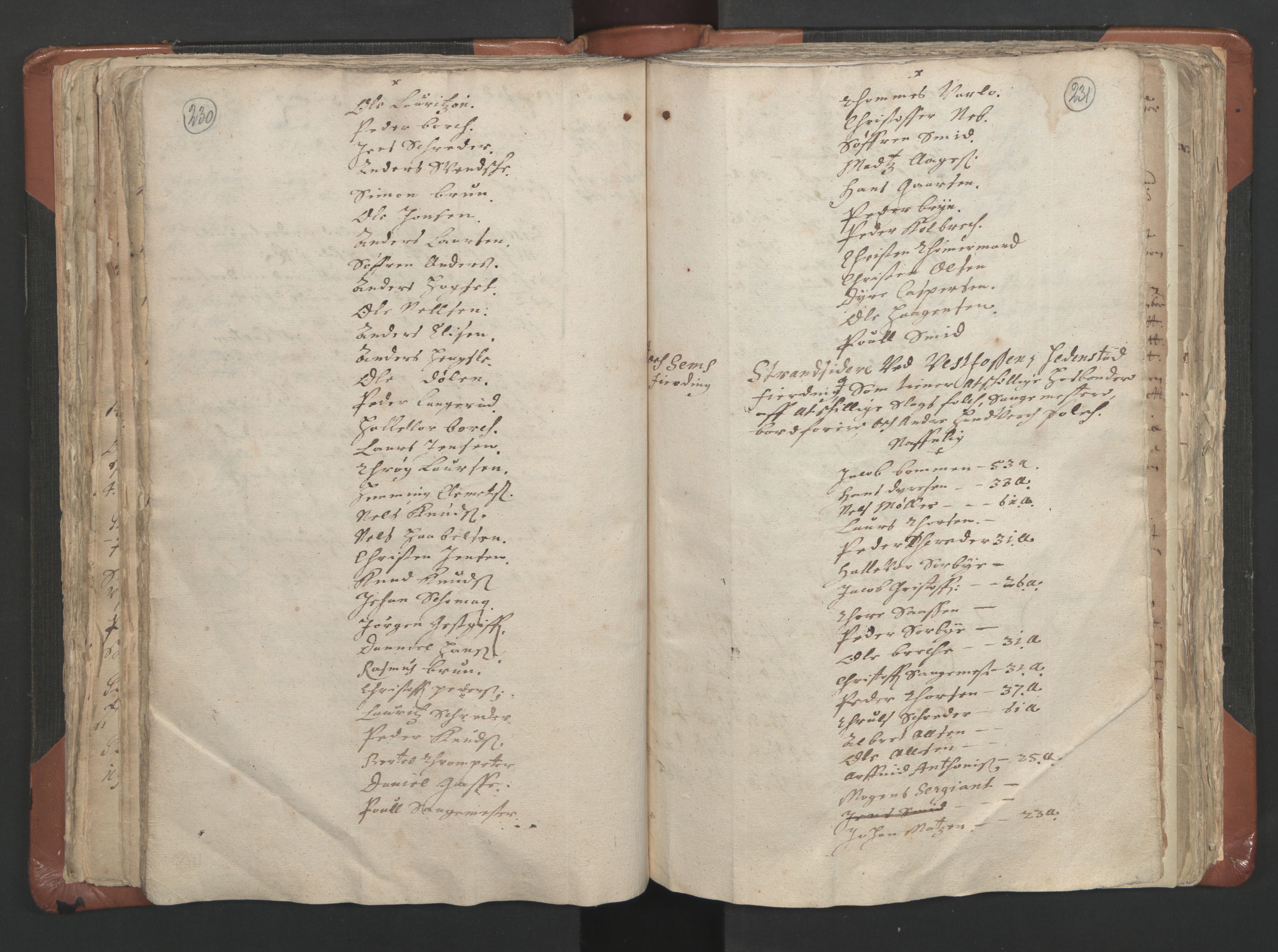 RA, Vicar's Census 1664-1666, no. 9: Bragernes deanery, 1664-1666, p. 230-231