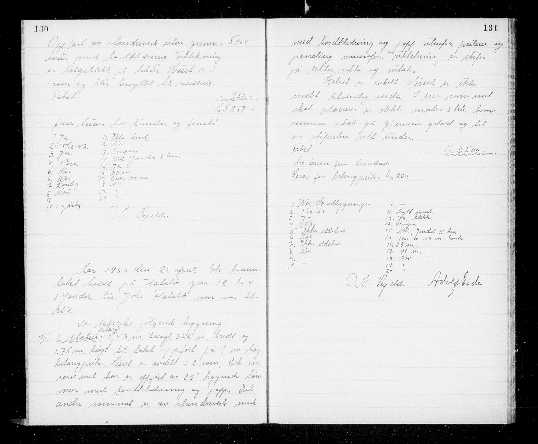 Lensmannen i Jondal, AV/SAB-A-33101/0012/L0004: Branntakstprotokoll, 1951-1955, p. 130-131