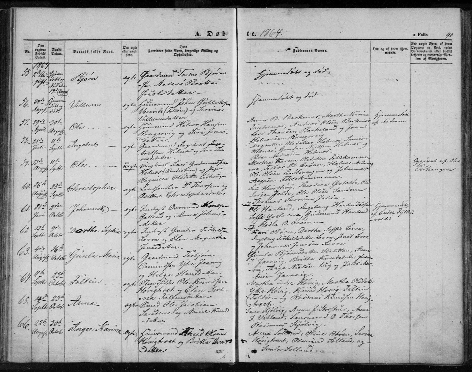 Jelsa sokneprestkontor, AV/SAST-A-101842/01/IV: Parish register (official) no. A 7, 1854-1866, p. 90