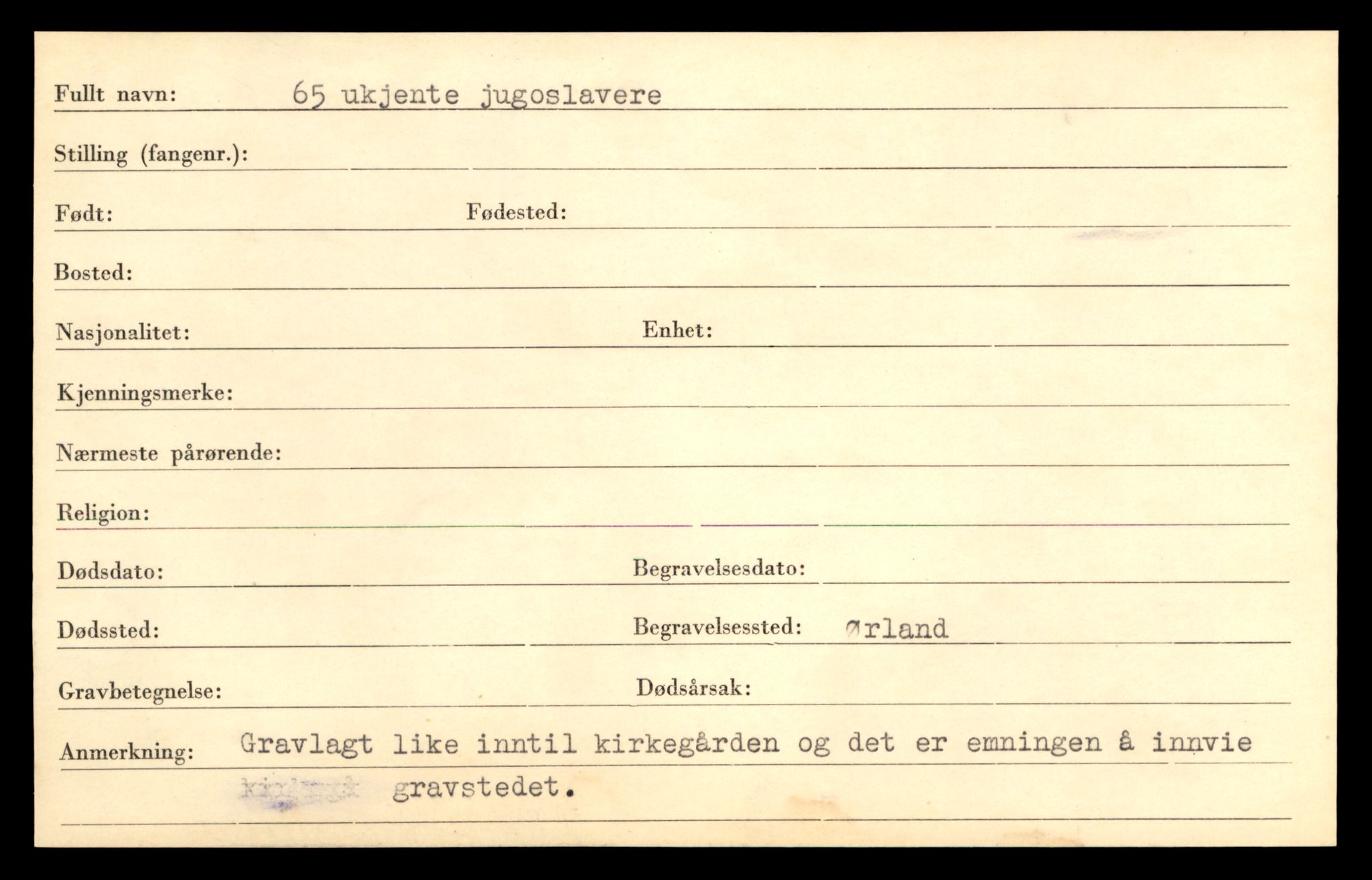 Distriktskontoret for krigsgraver, SAT/A-5030/E/L0005: Kasett/kartotek over falne Britiske og tyske solater, samt andre nasjoners krigsgraver, 1945, p. 443
