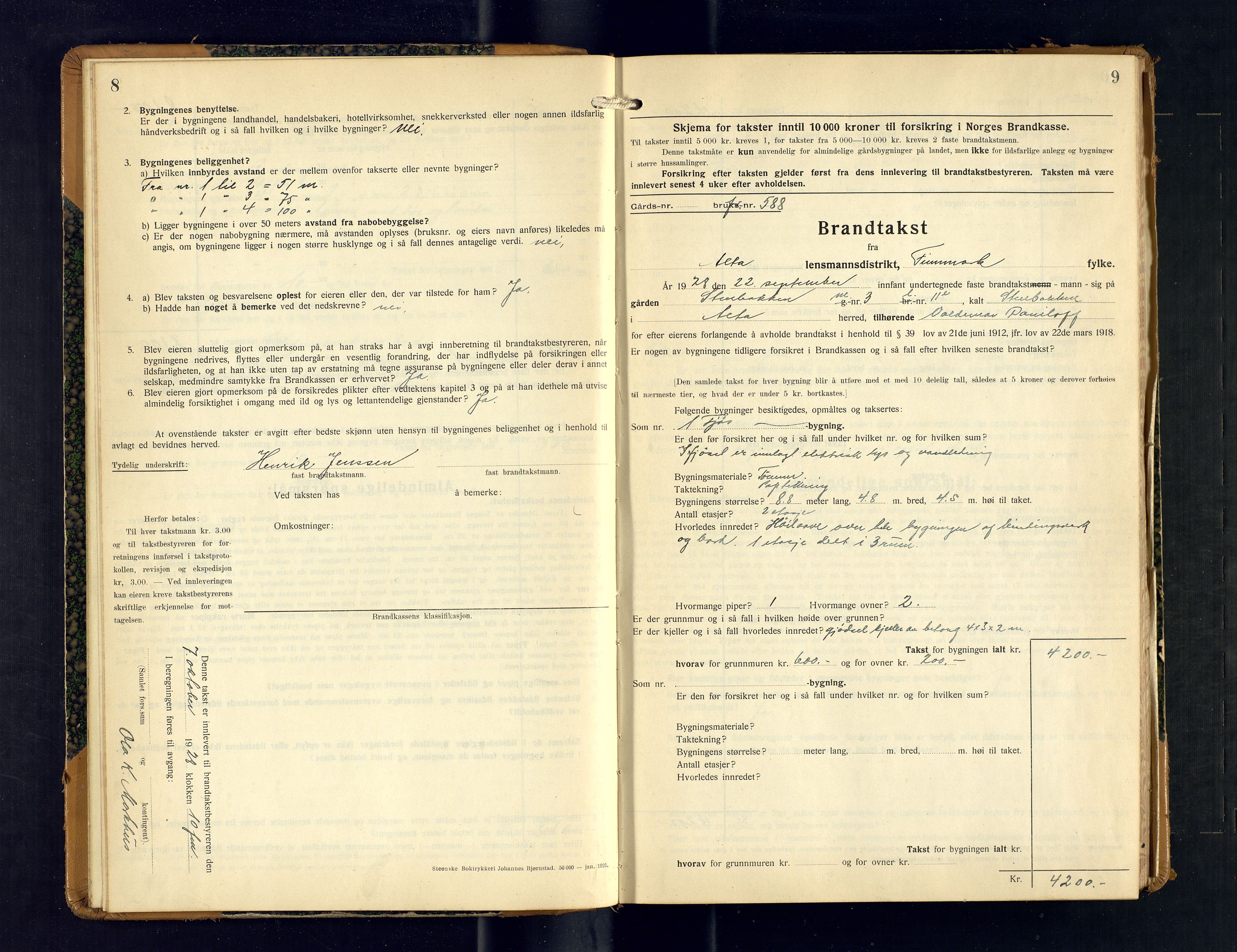 Alta lensmannskontor, AV/SATØ-S-1165/O/Ob/L0176: Branntakstprotokoll, 1928-1932, p. 8-9