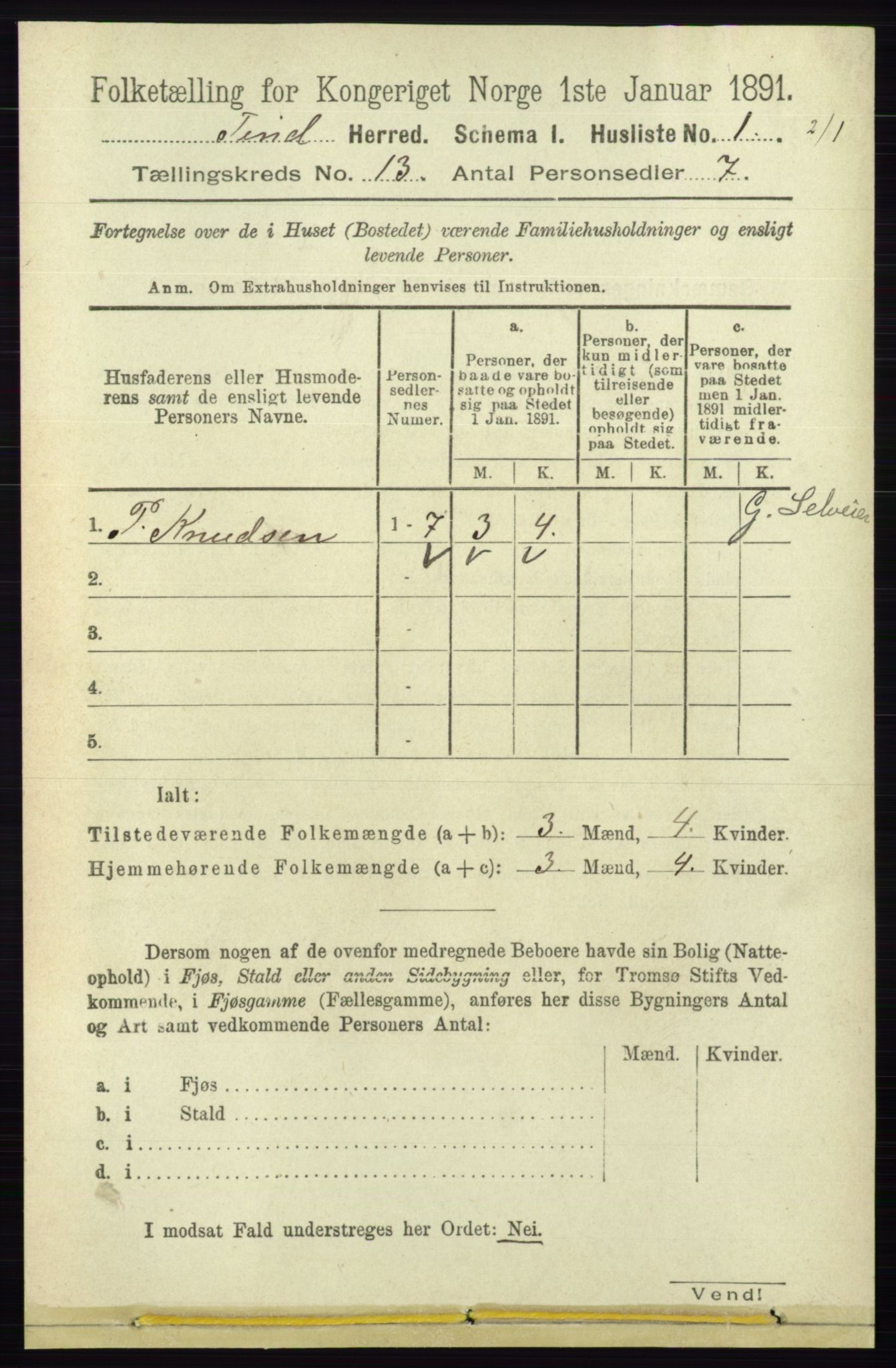 RA, 1891 census for 0826 Tinn, 1891, p. 2628