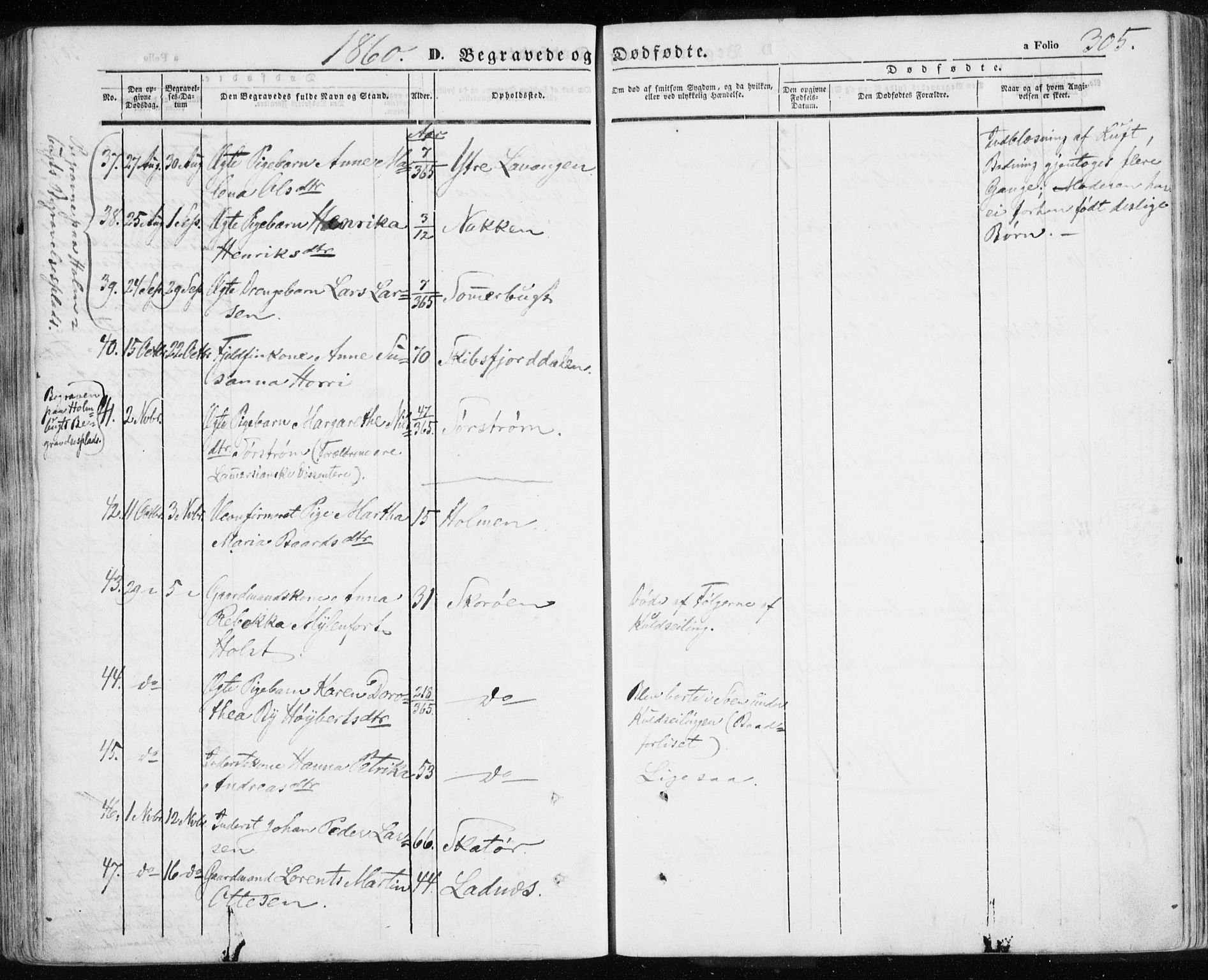 Karlsøy sokneprestembete, AV/SATØ-S-1299/H/Ha/Haa/L0003kirke: Parish register (official) no. 3, 1843-1860, p. 305