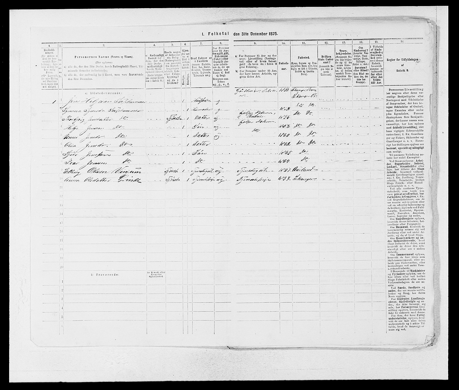 SAB, 1875 census for 1419P Leikanger, 1875, p. 24
